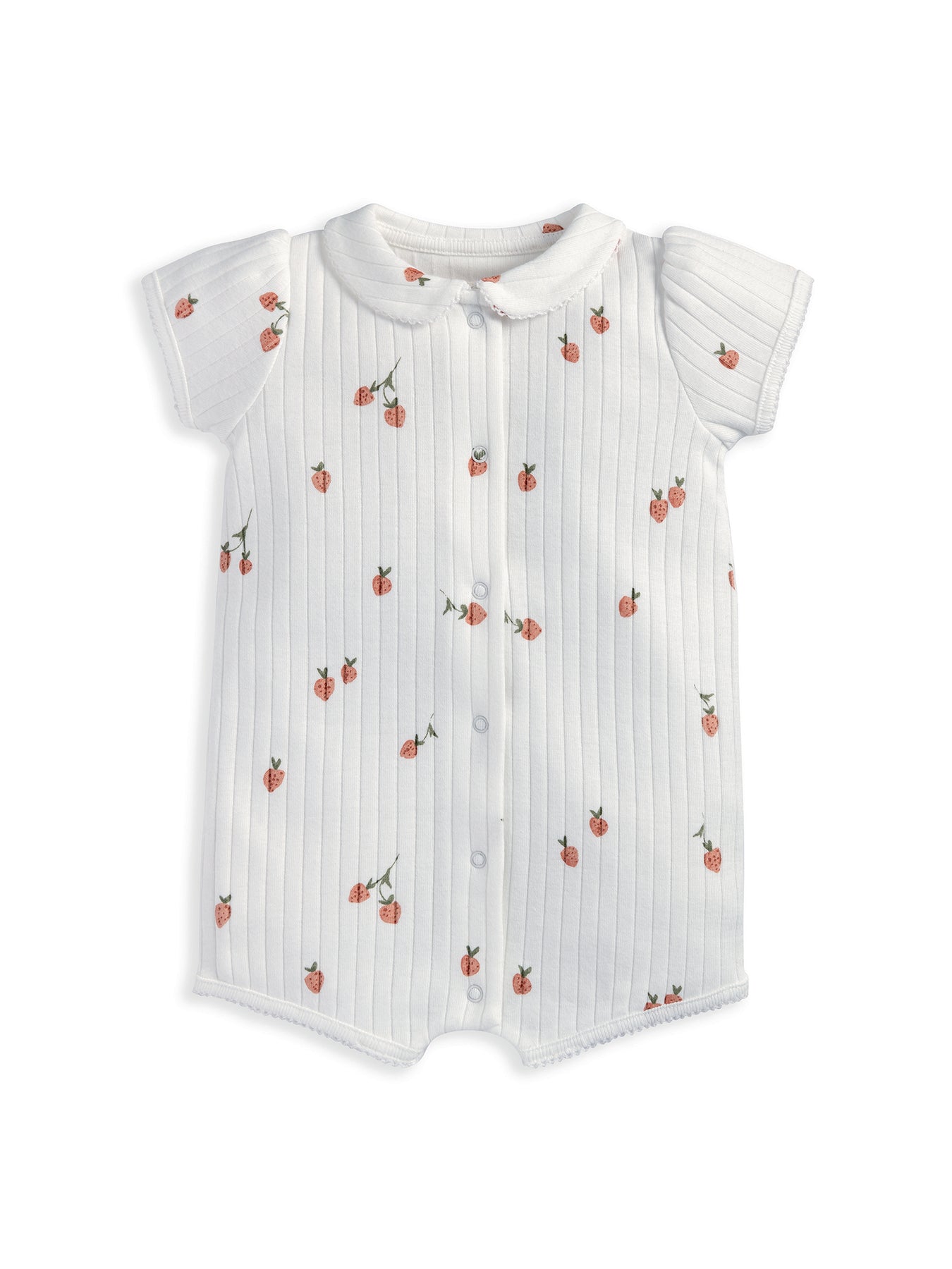 Baby Strawberry Short Romper Cream