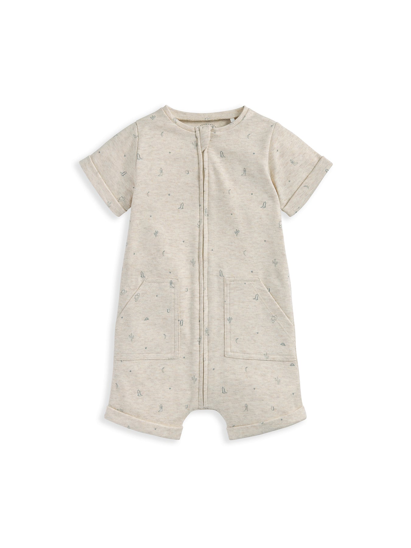 Baby Cowboy Print Romper Cream