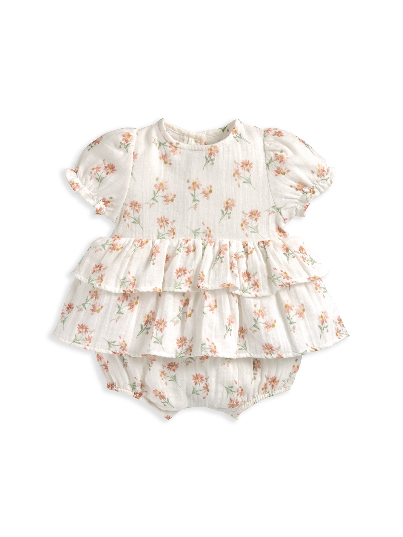 Baby Daisy Peplum Short Romper Pink