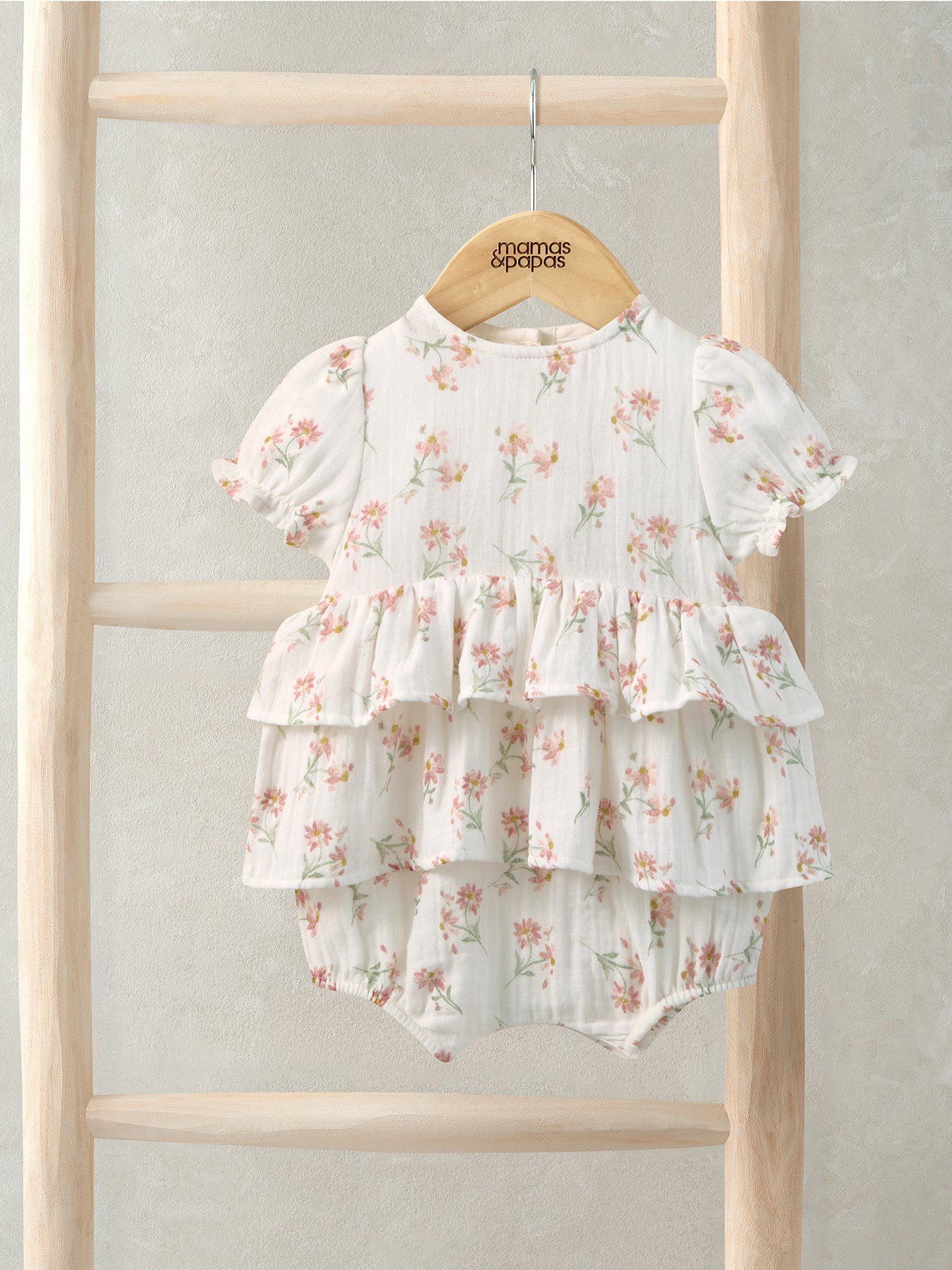 Baby Daisy Peplum Short Romper Pink