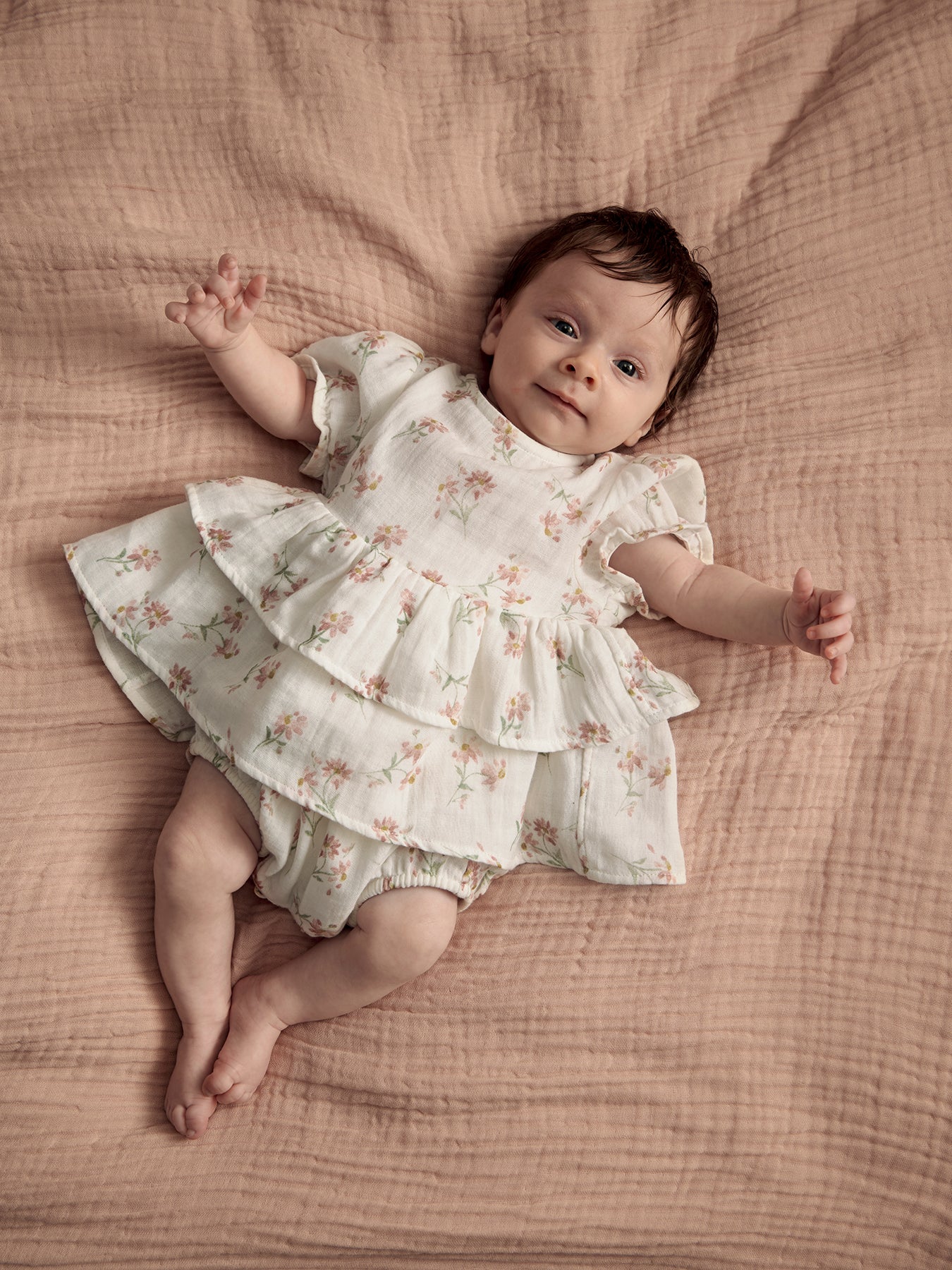 Baby Daisy Peplum Short Romper Pink