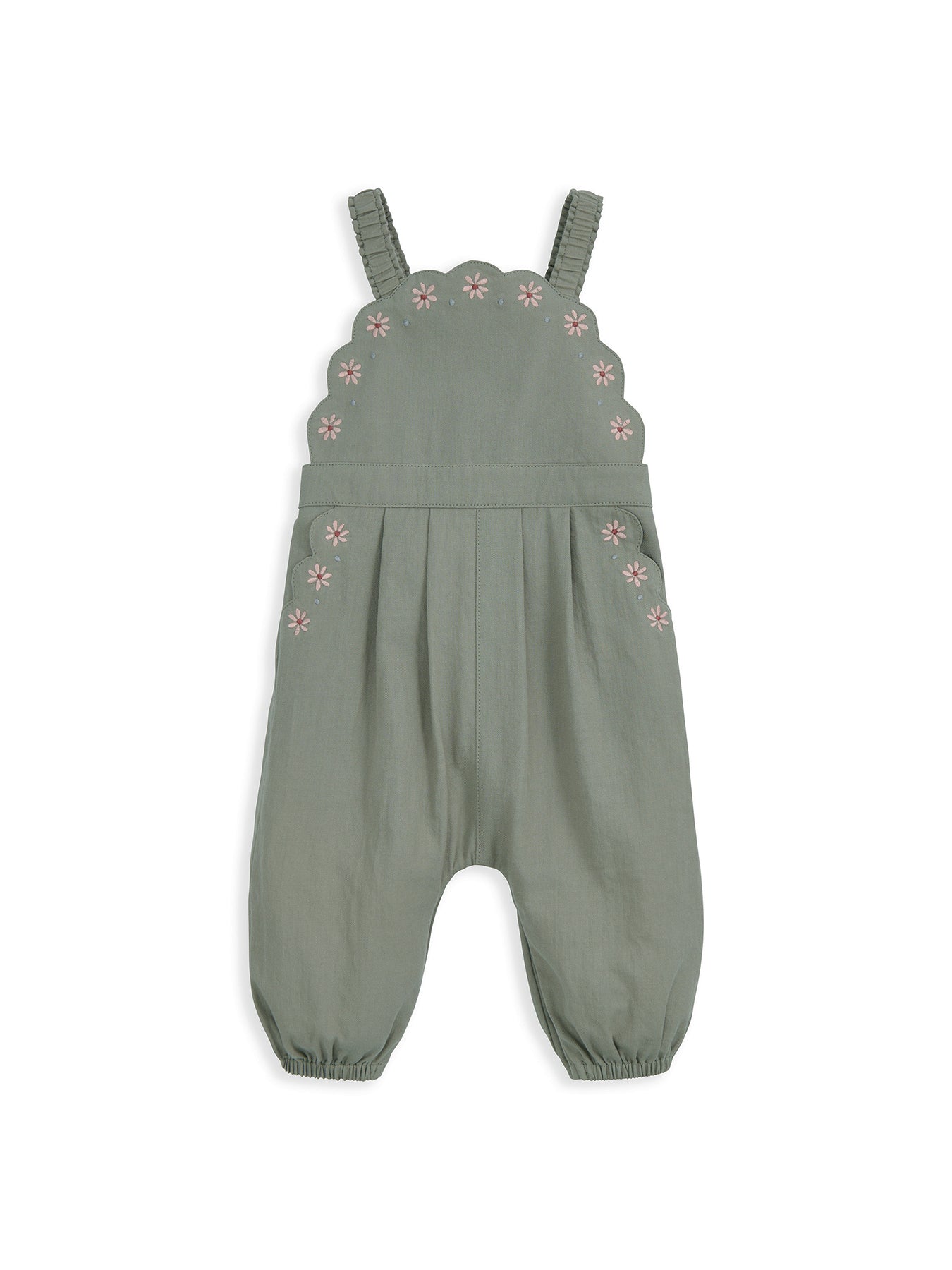 Baby Scallop Dungaree Set Green
