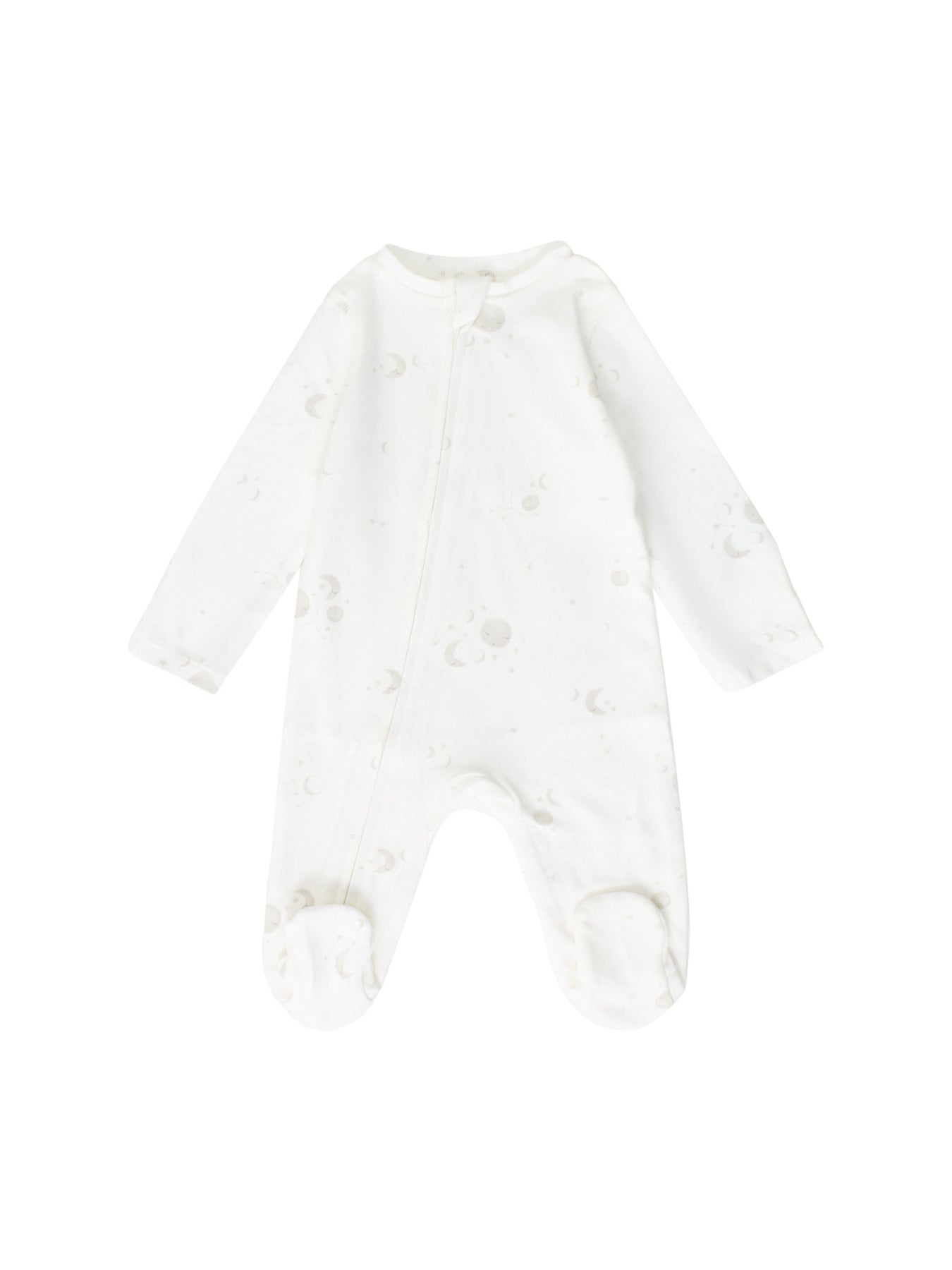 Baby Celestial Print Zip Babygrow White