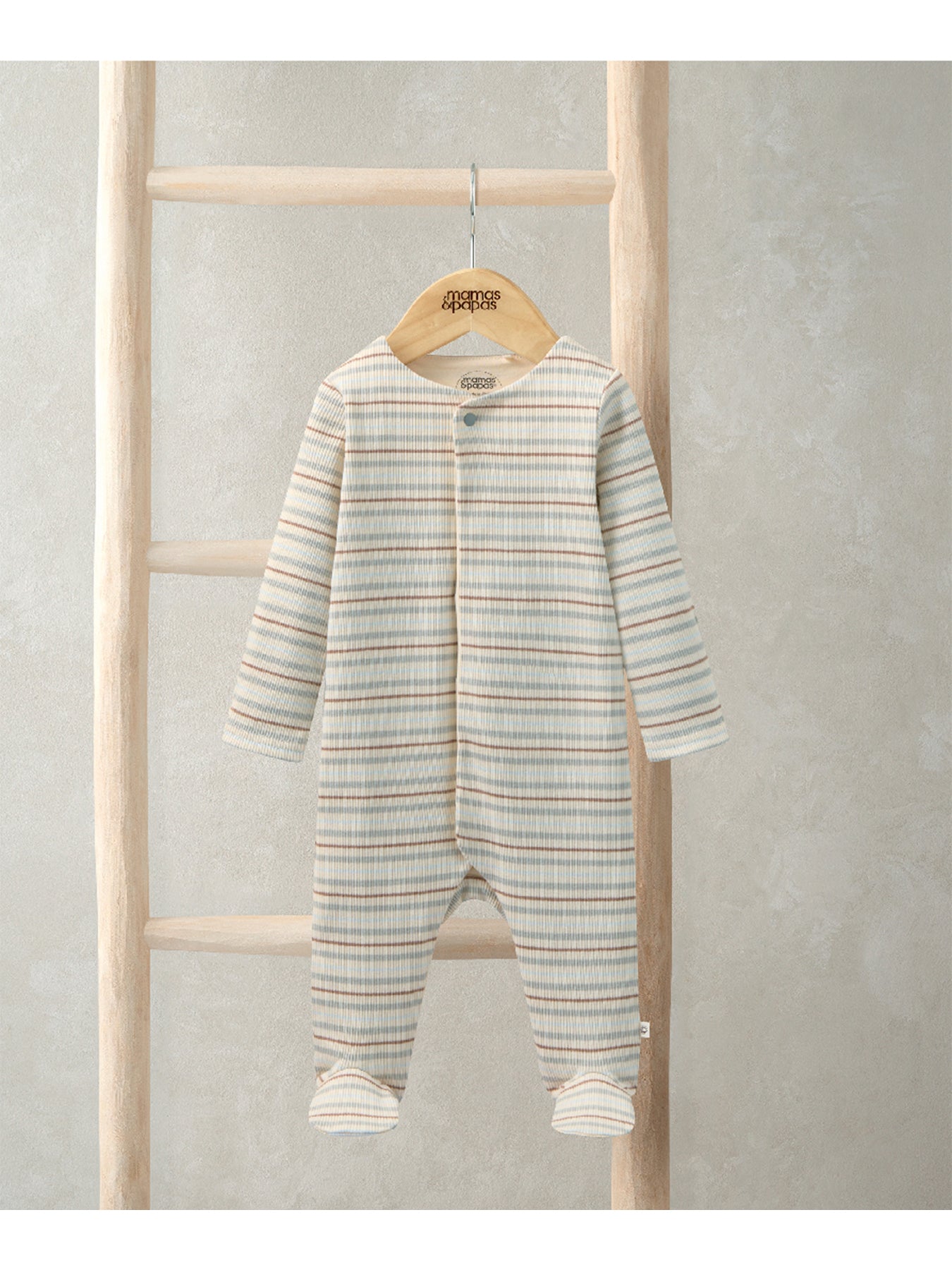 Baby Rib Stripe All-In-One Grey