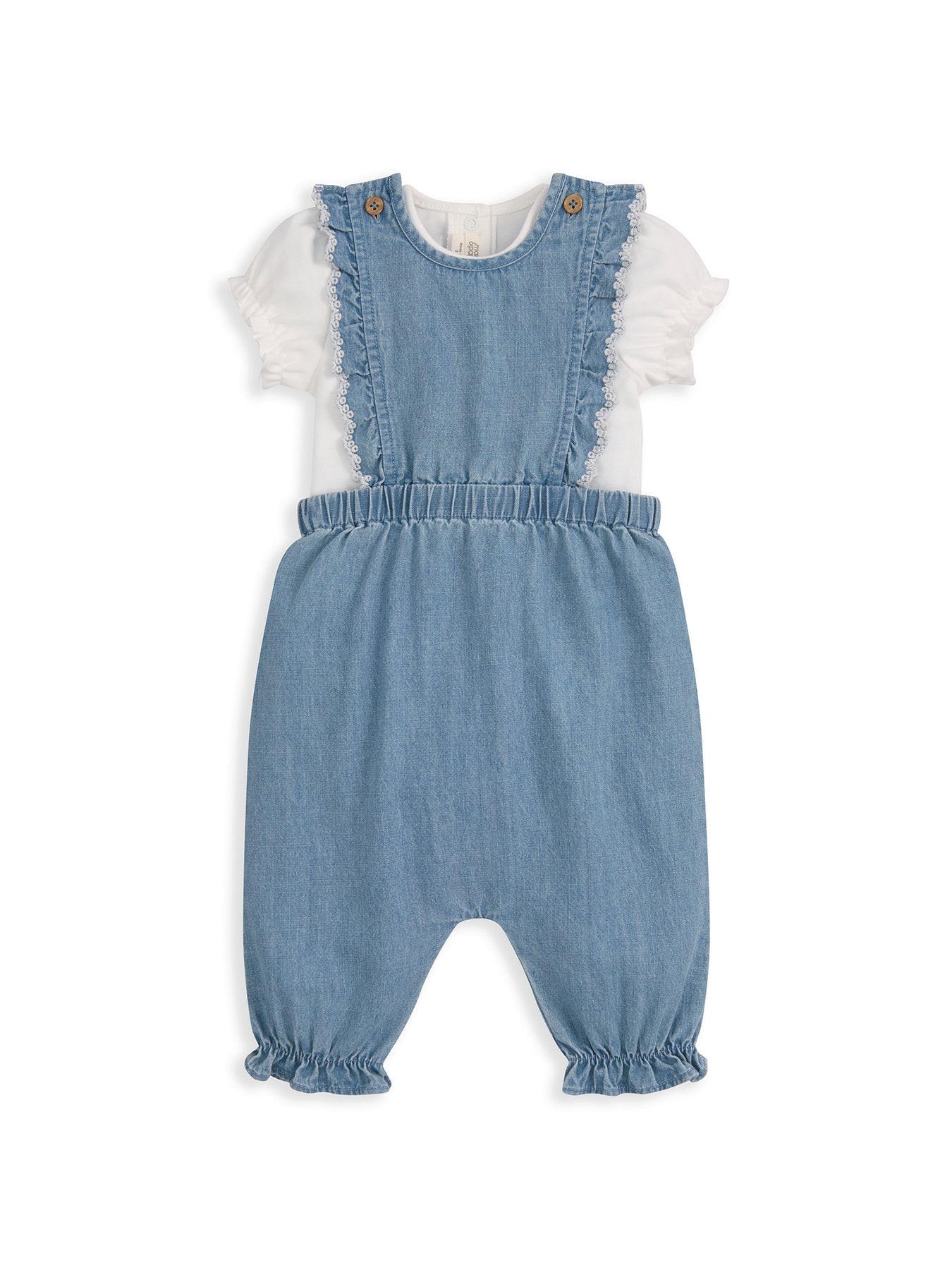 Baby Cotton Dungaree Set Blue