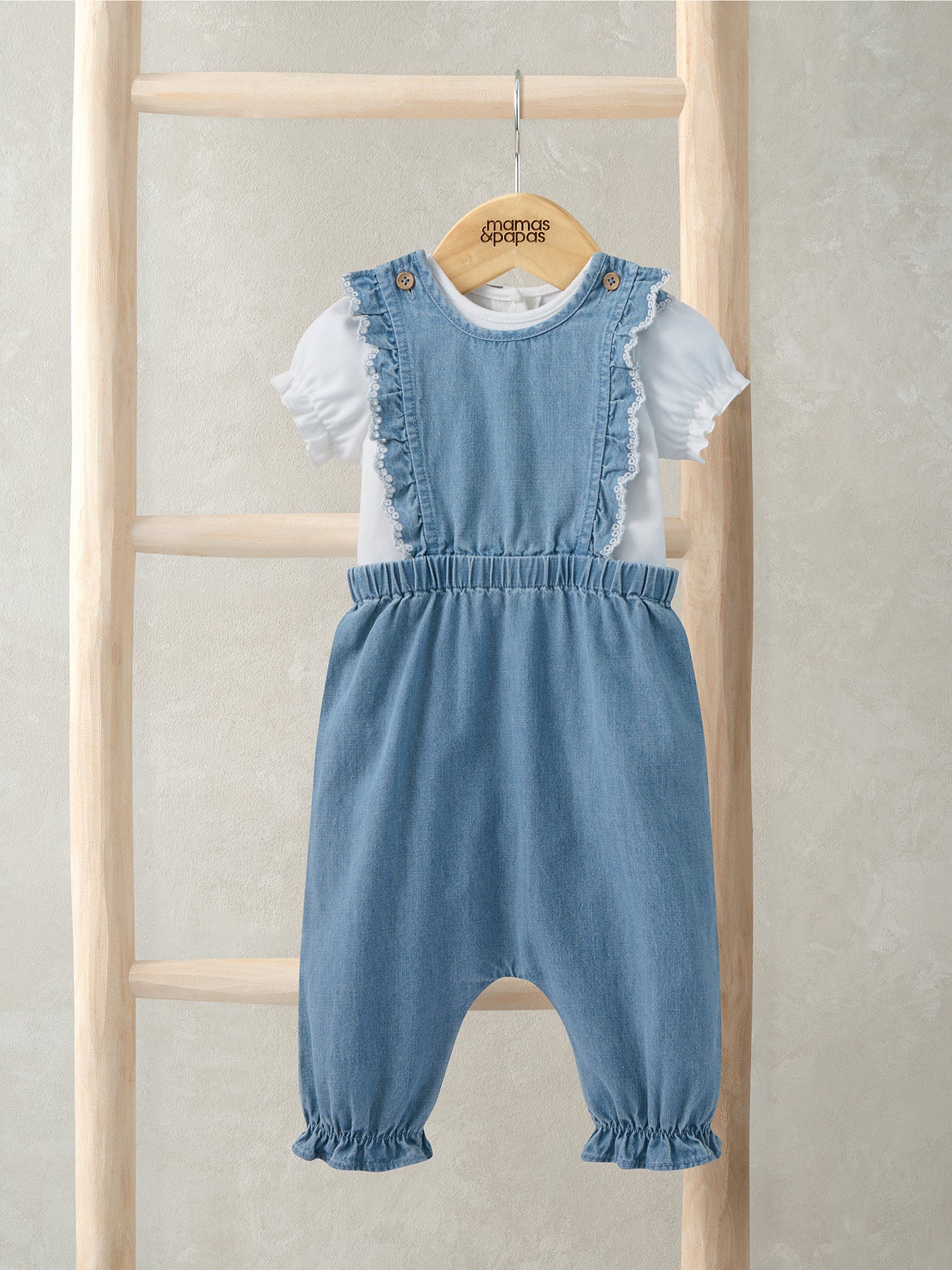 Baby Cotton Dungaree Set Blue