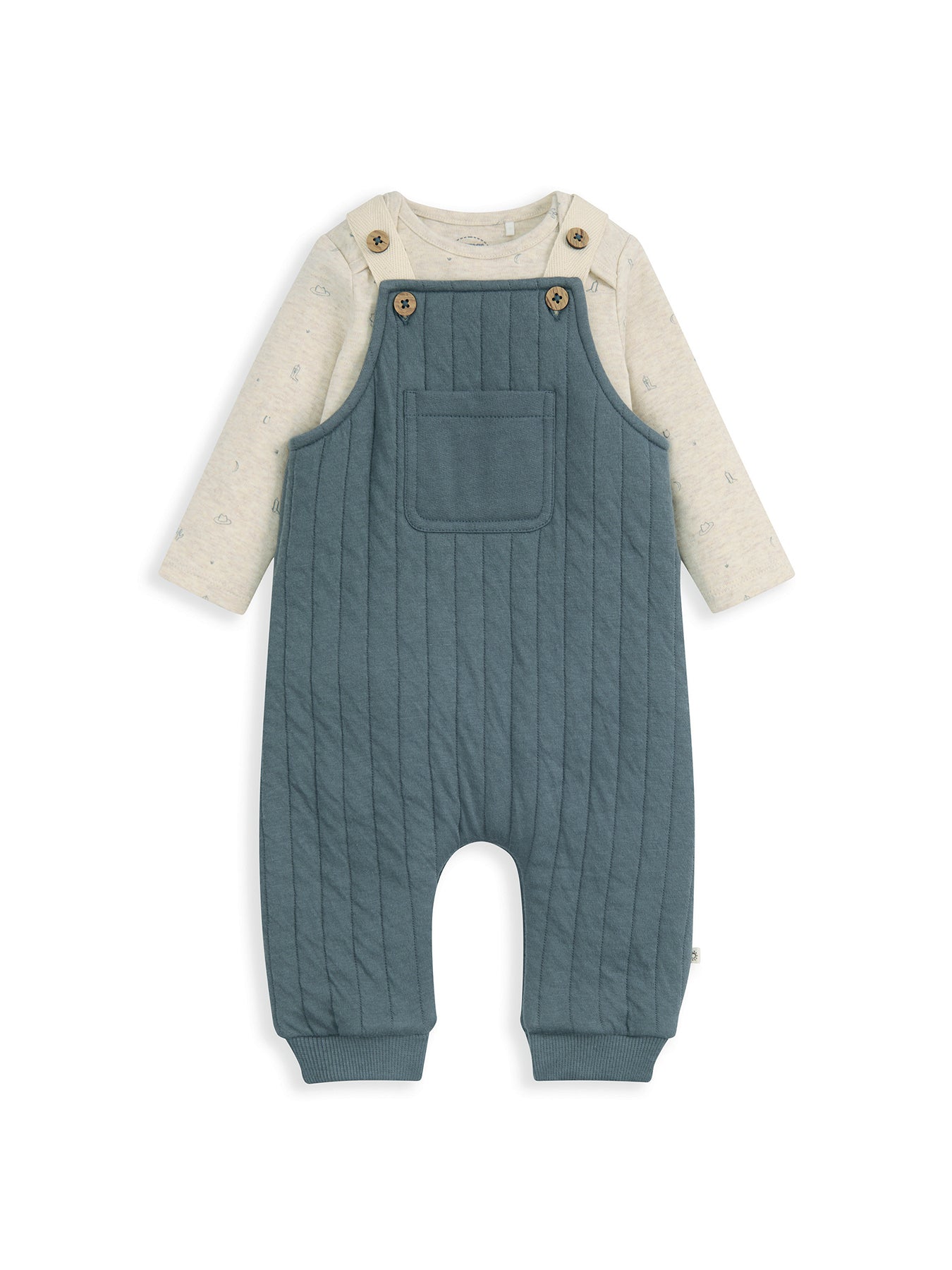 Baby Quilted Dungaree Set Blue