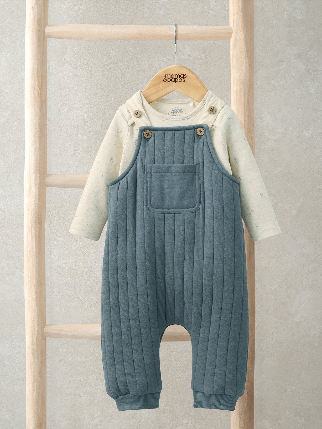 Baby Quilted Dungaree Set Blue
