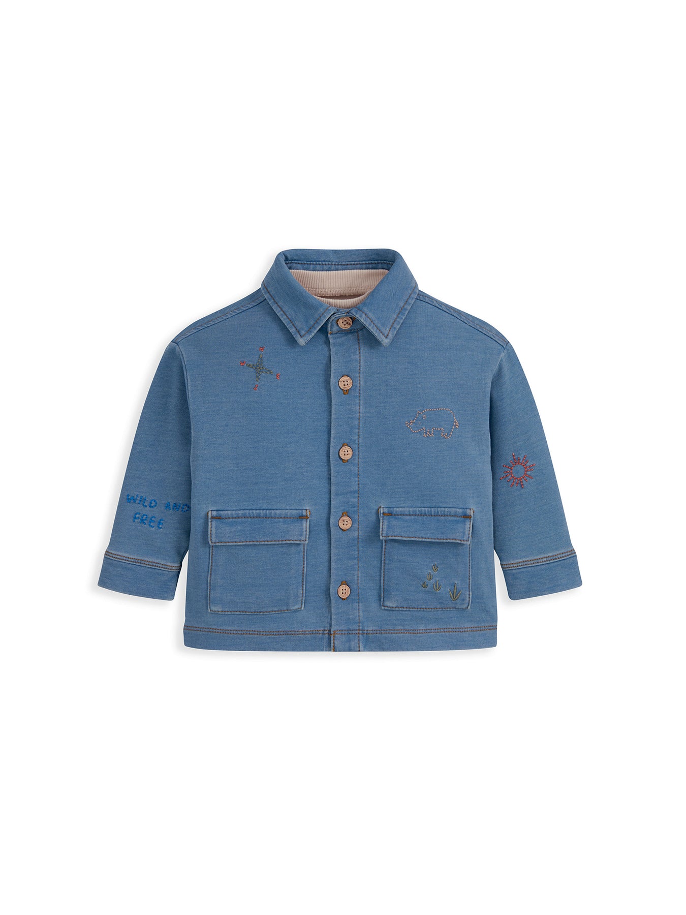 Baby Denim Shacket and T-Shirt Set Blue