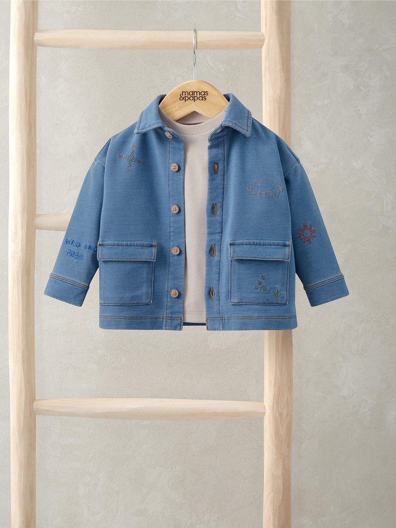 Baby Denim Shacket and T-Shirt Set Blue