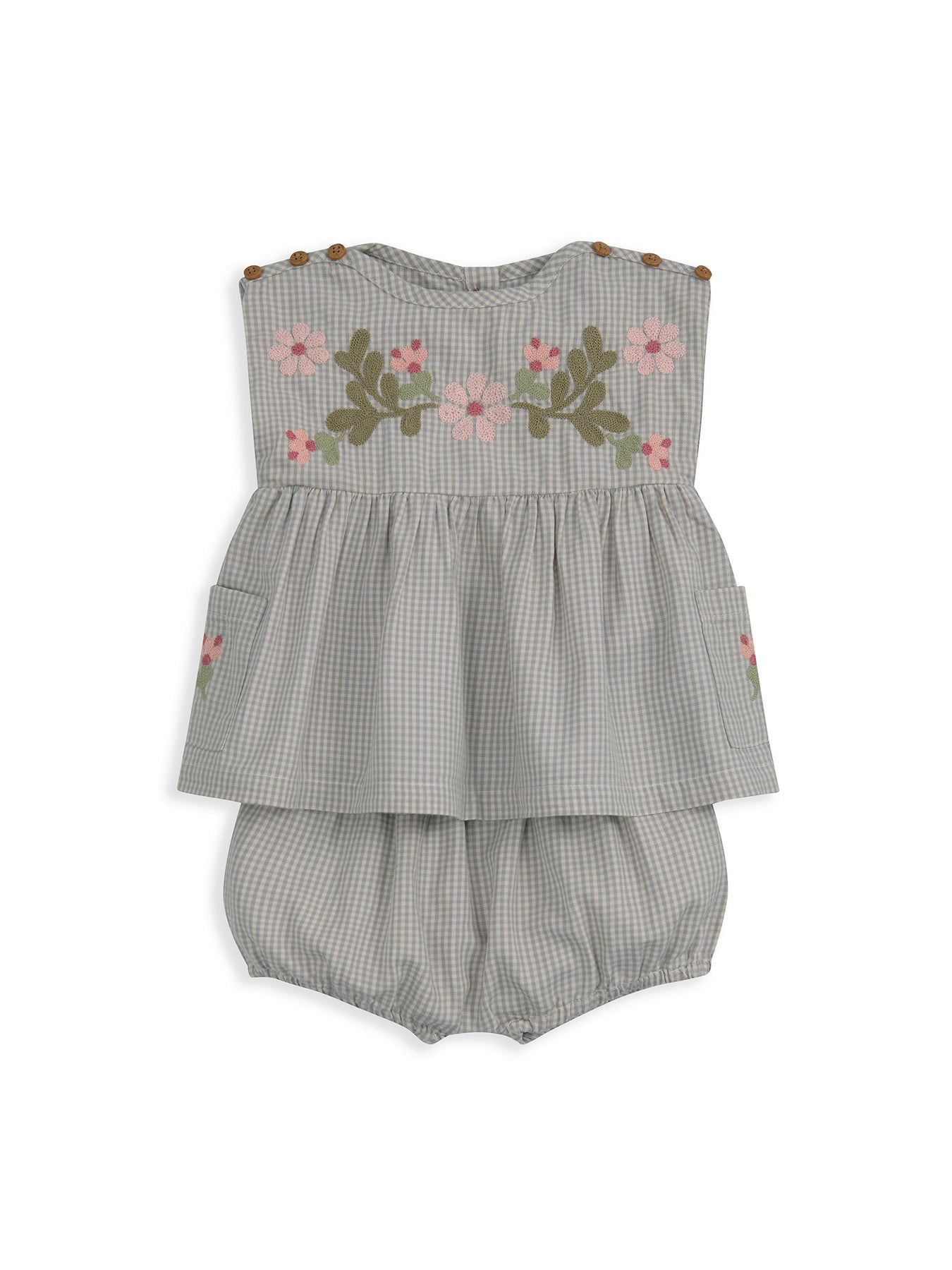 Baby Gingham Two Piece Set Grey