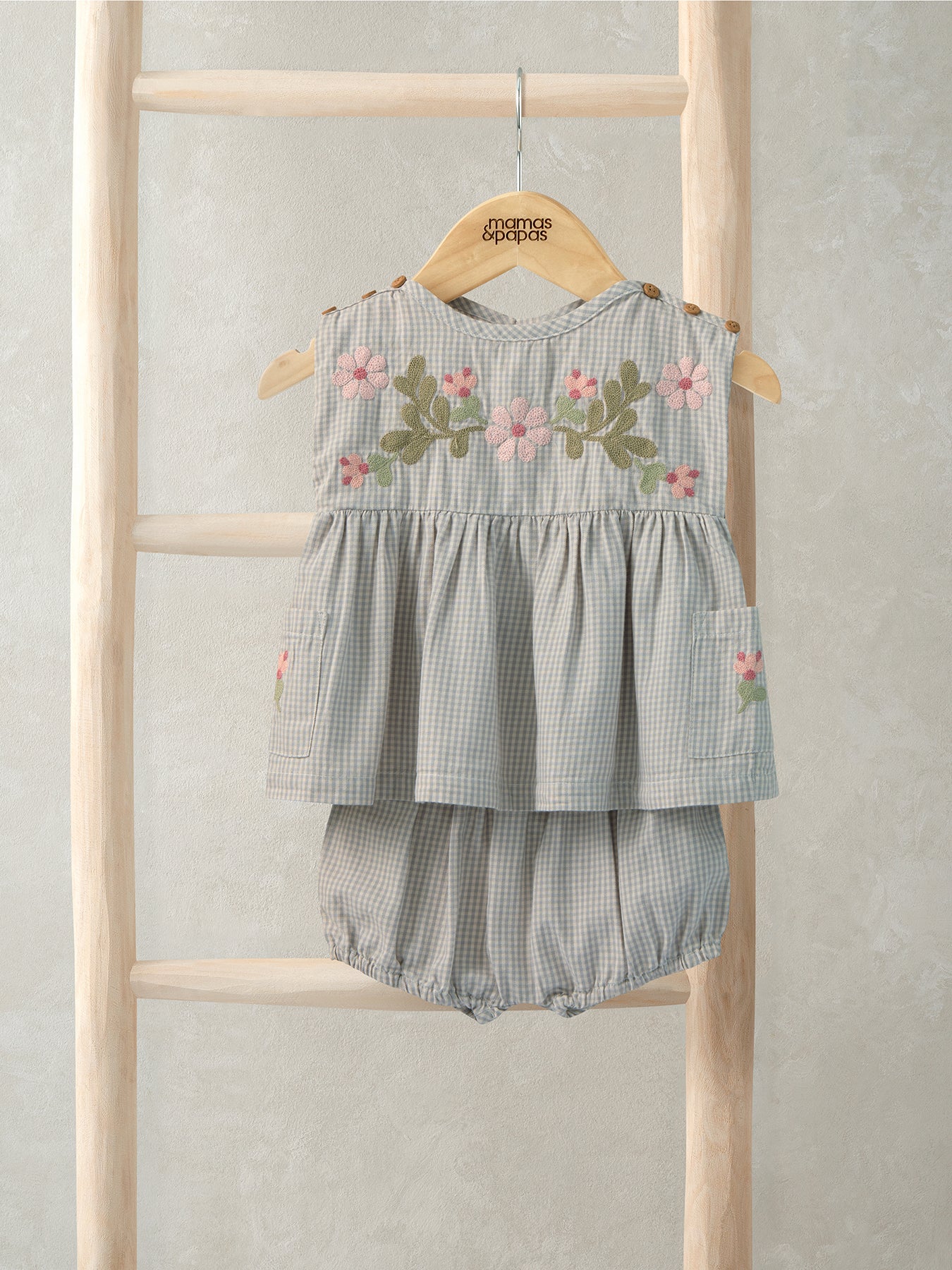 Baby Gingham Two Piece Set Grey