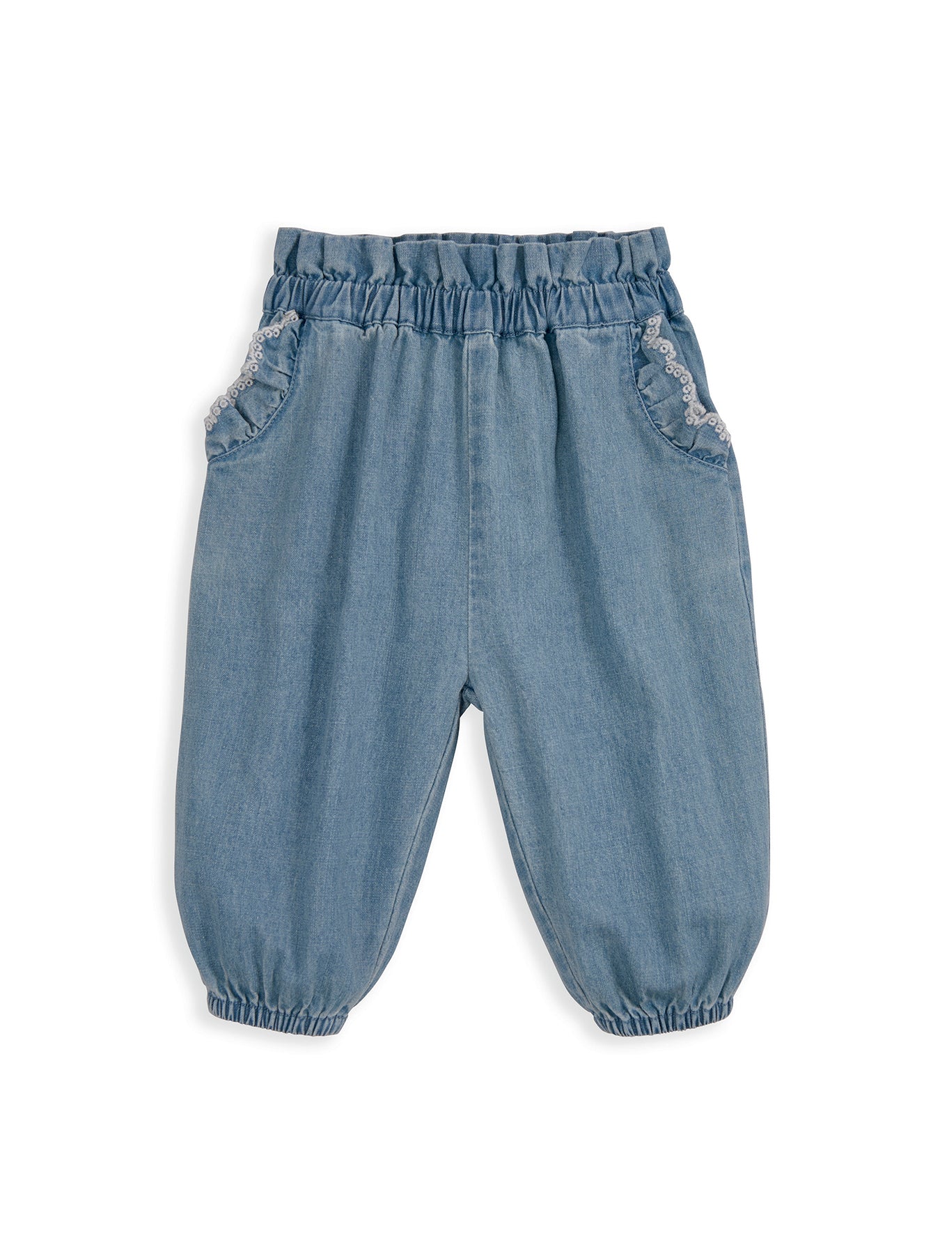 Baby Three Piece Chambray Trouser Set Blue