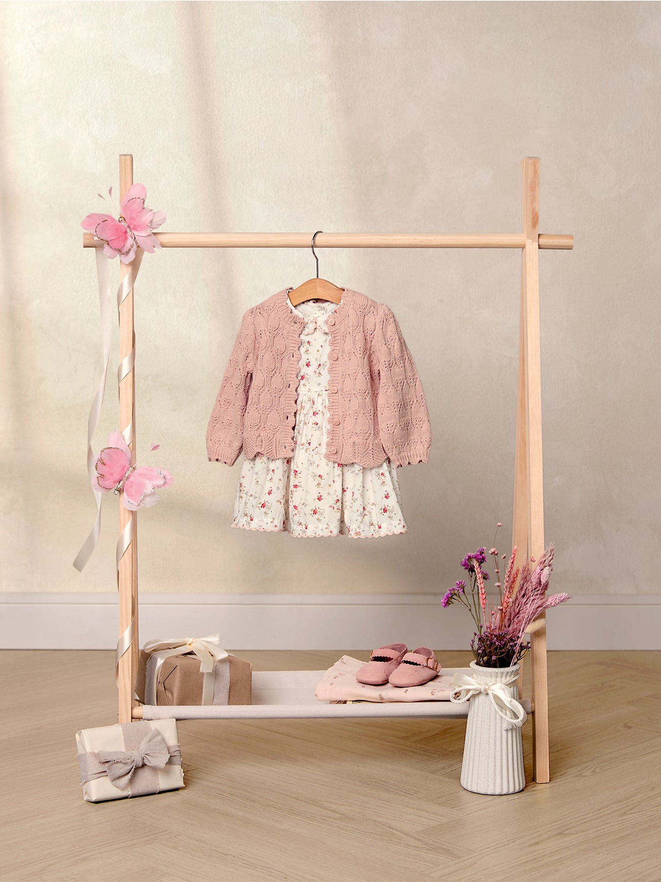 Baby Floral Dress Cream