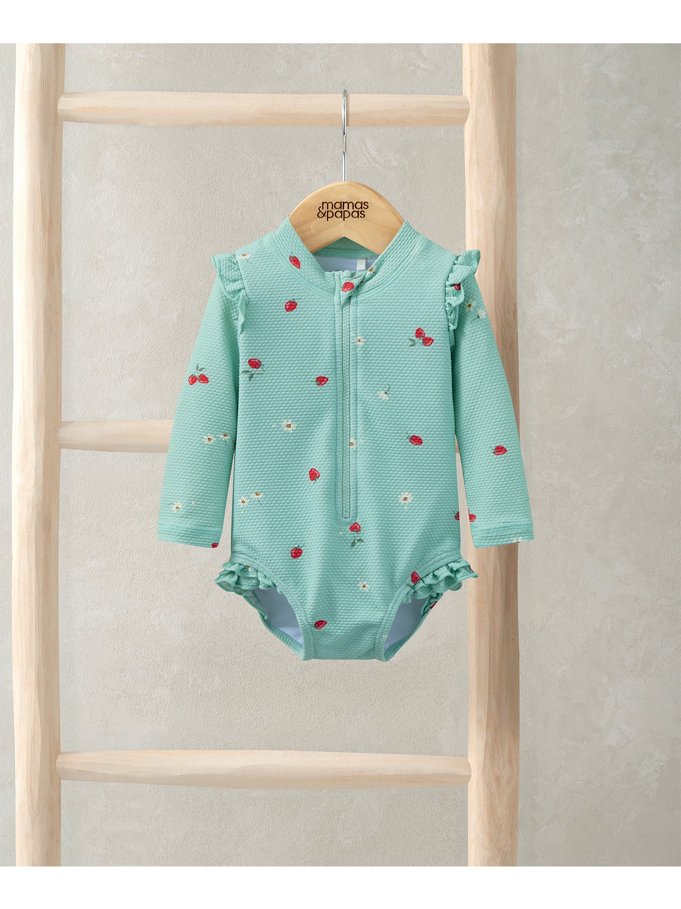 Baby Strawberry Print Swimsuit Blue