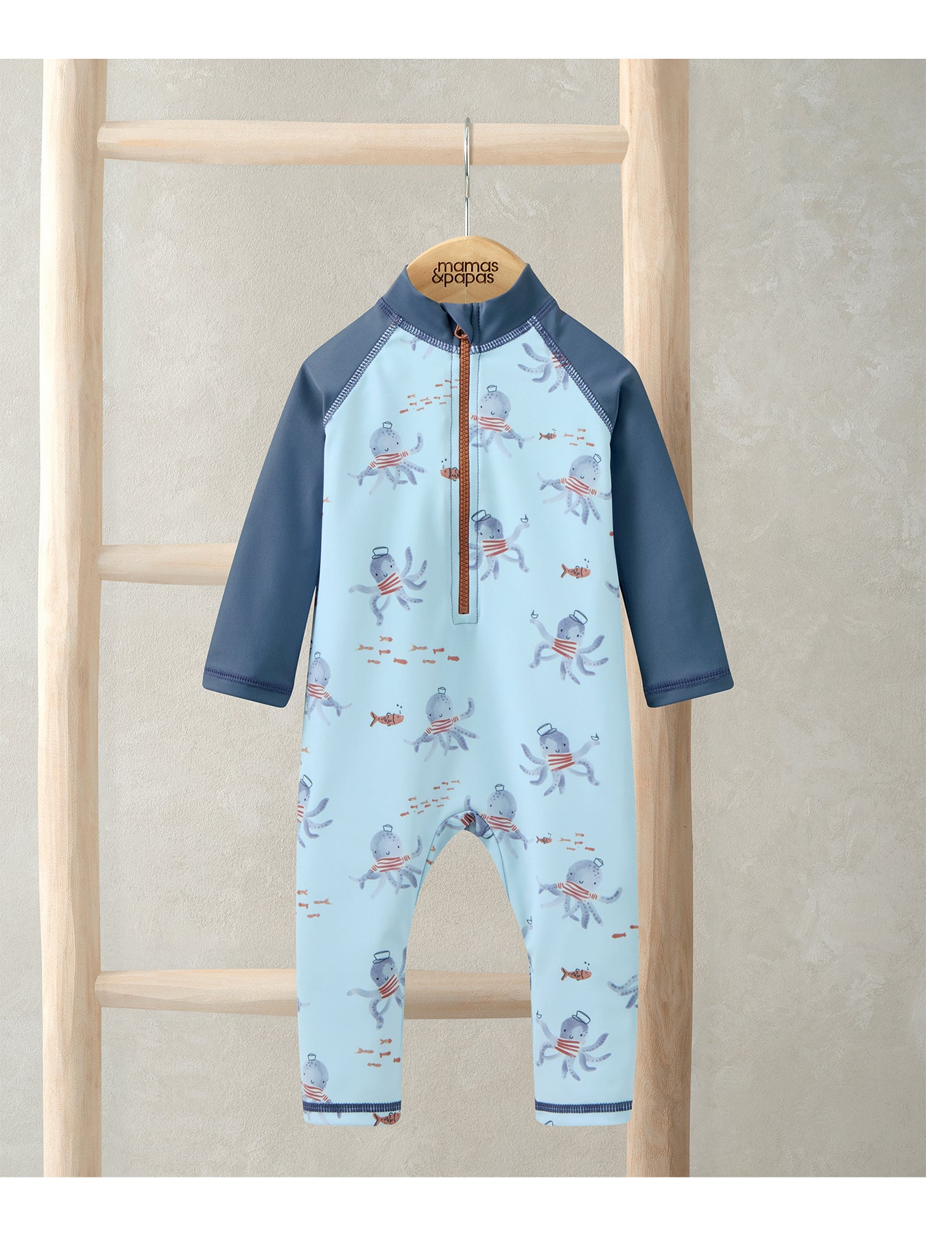 Baby Squid Print Rashsuit Blue