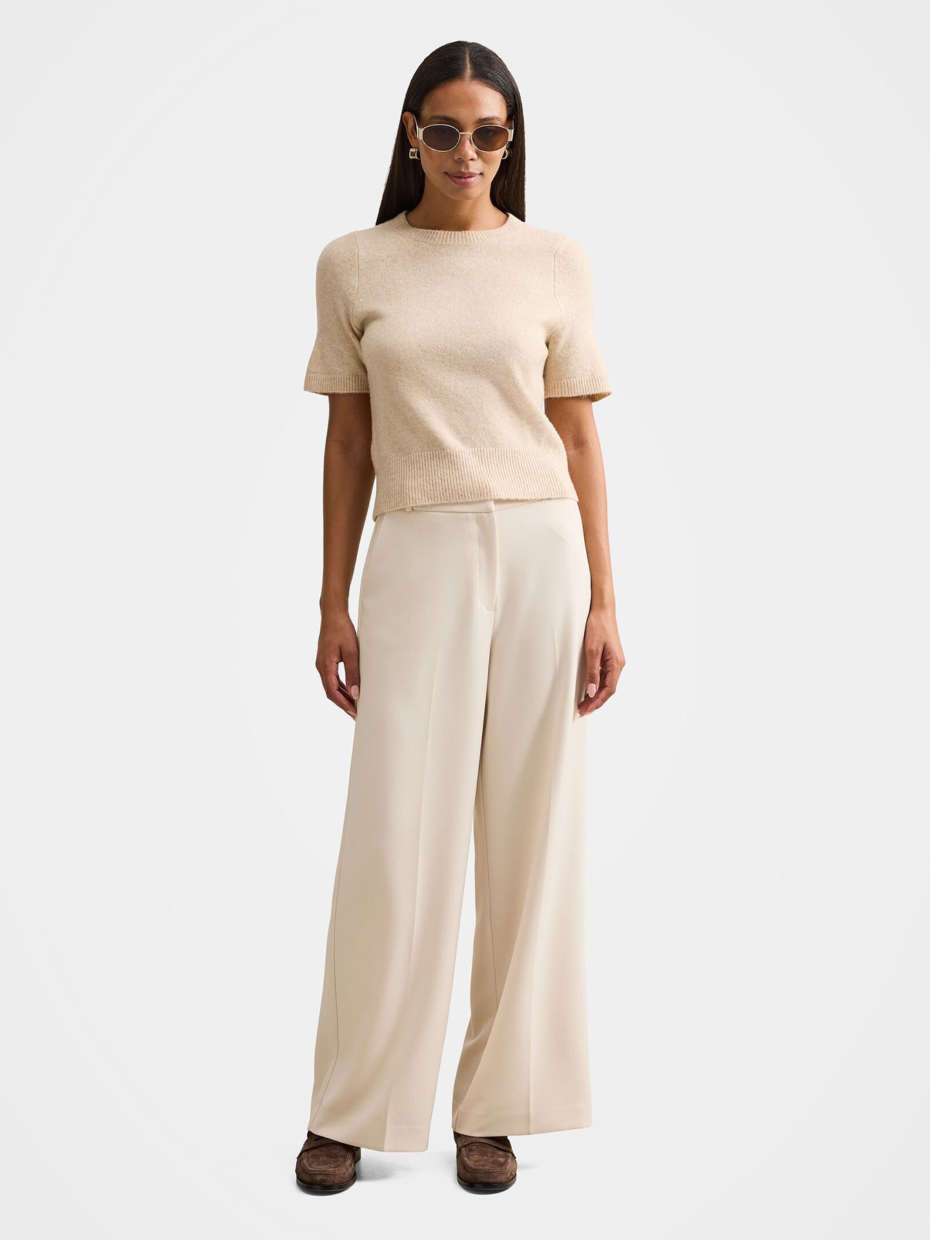 Estelle Short Sleeve Knitted T-shirt Oatmilk