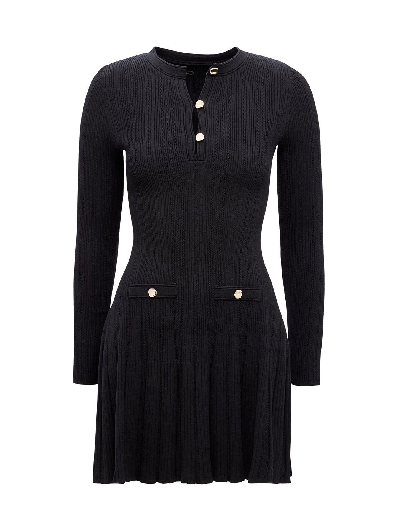 Skye Stitch Interest Knitted Mini Dress Black