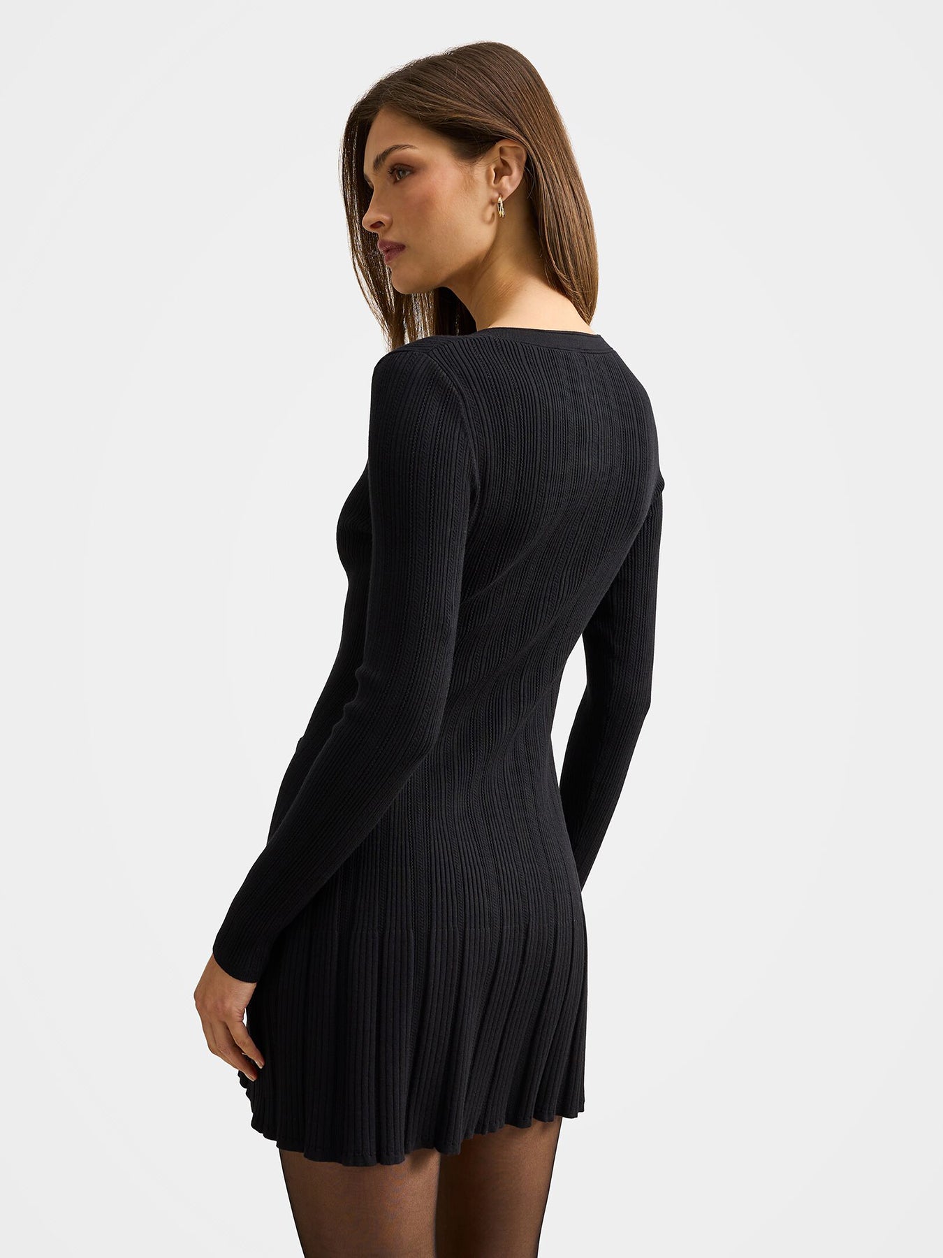 Skye Stitch Interest Knitted Mini Dress Black
