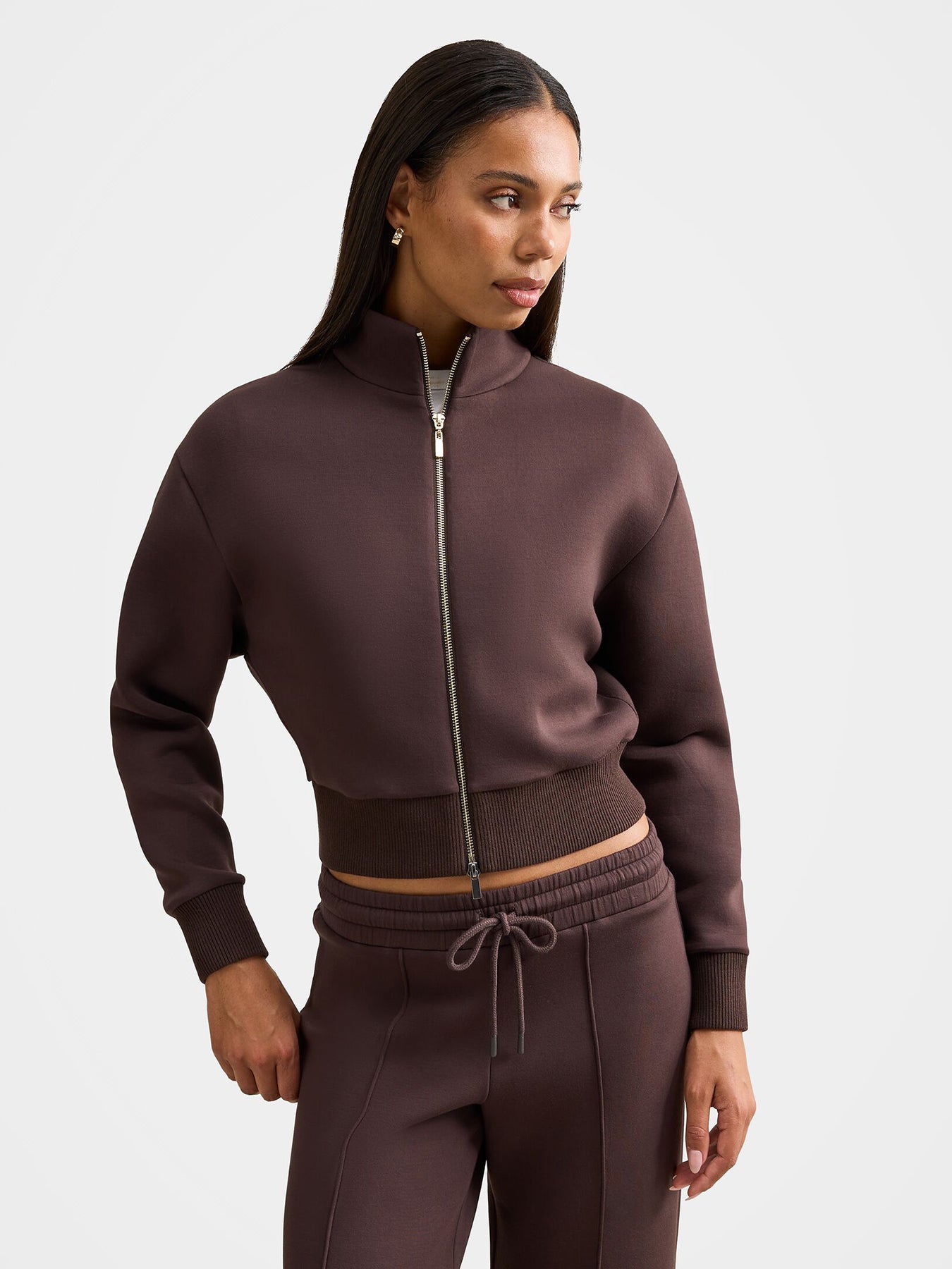 Hannah Zip Lounge Jacket Chocolate