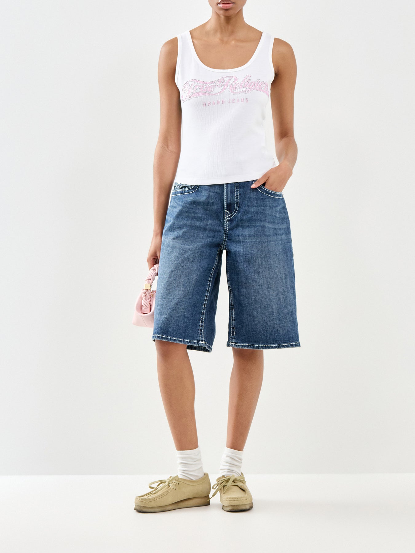 Baggy Denim Jort Big T Flap