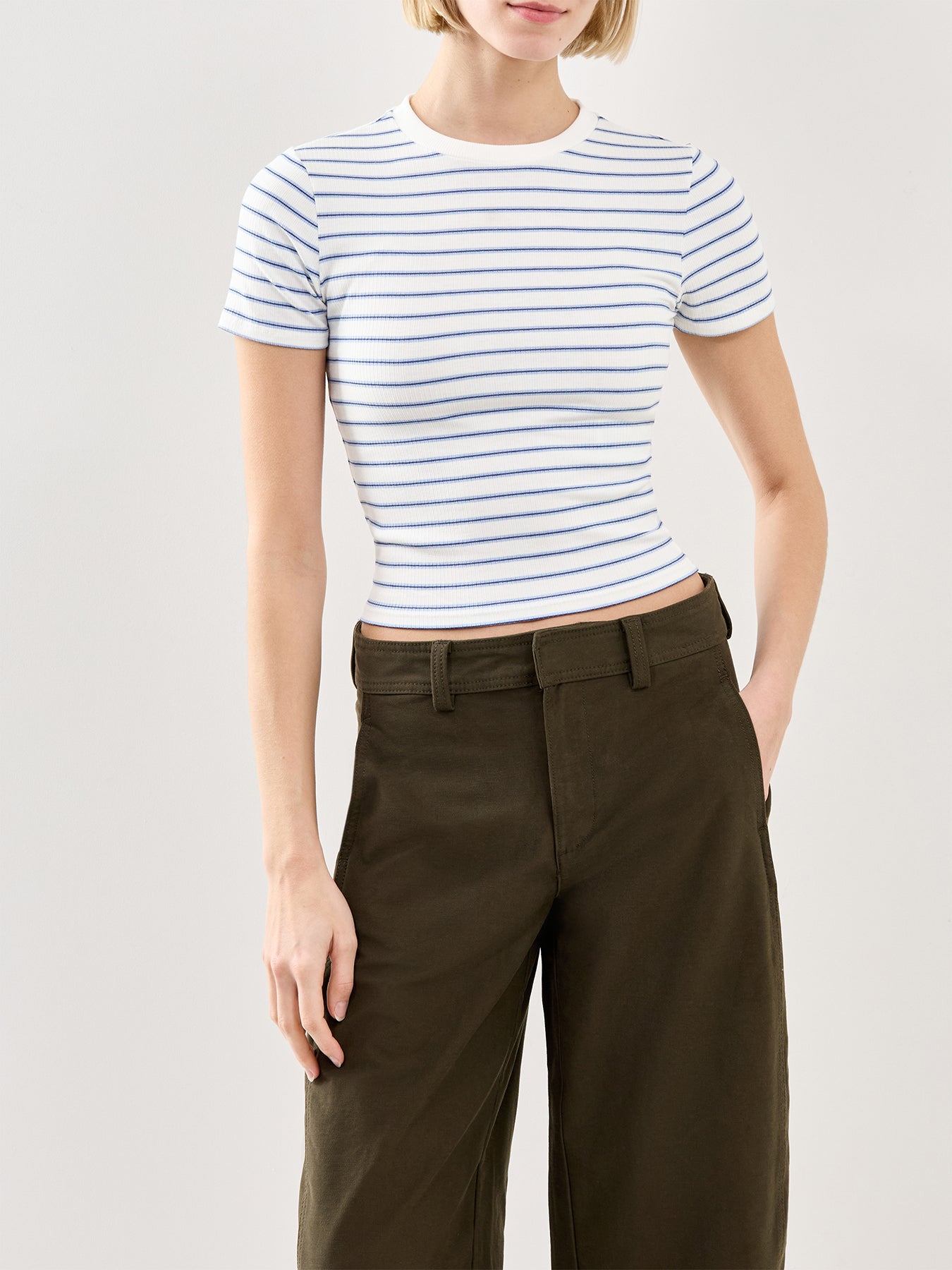 Stripe Short Sleeve T Shirt Blue