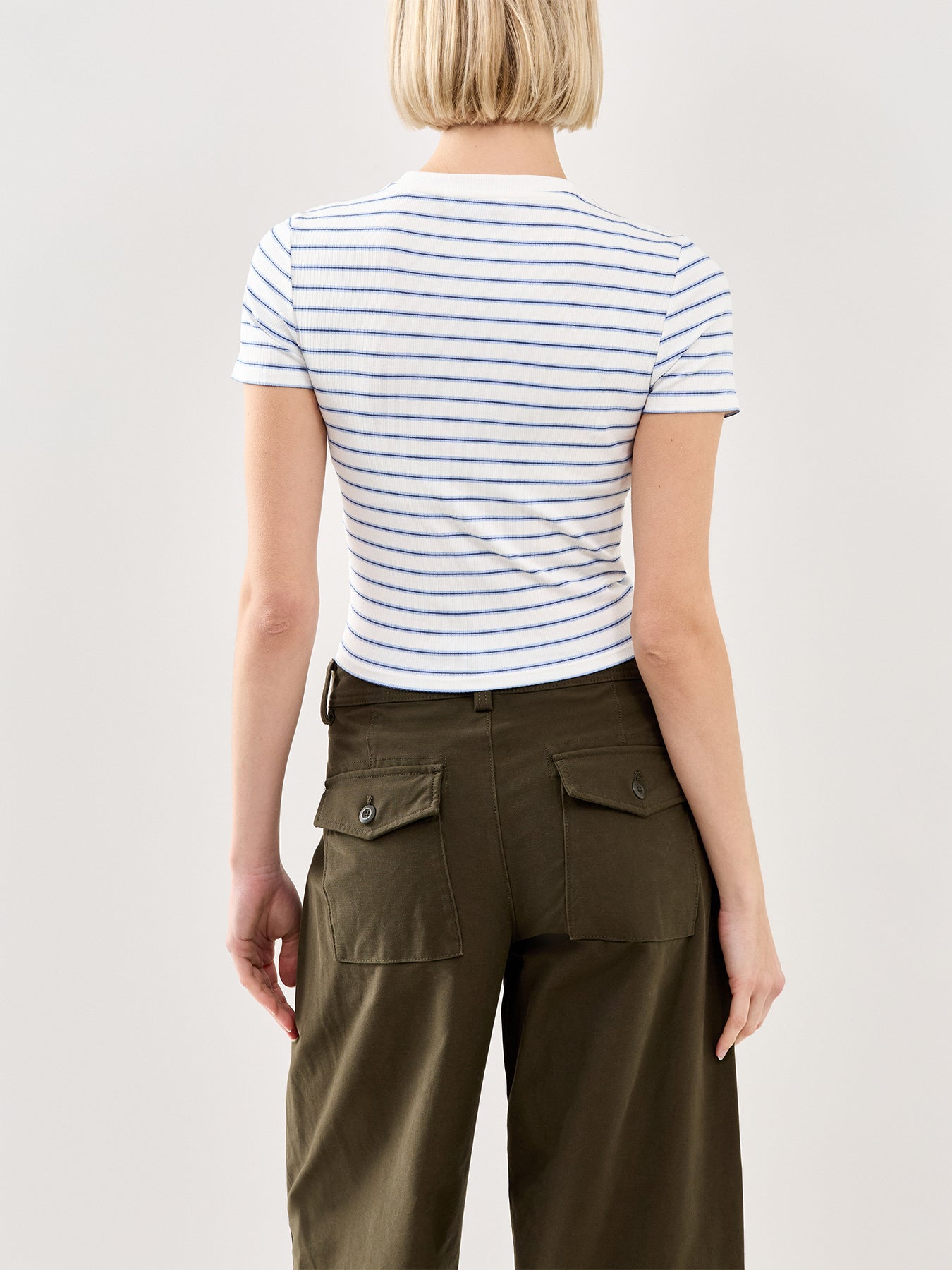 Stripe Short Sleeve T Shirt Blue