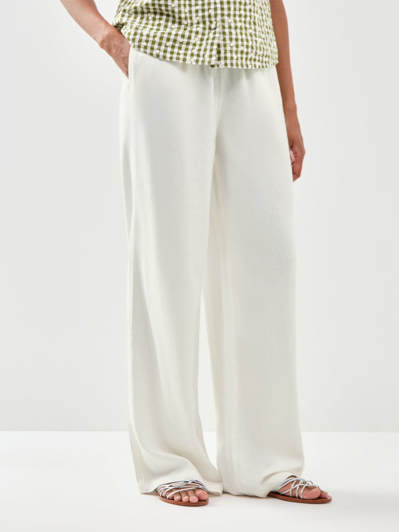 Goa Linen Blend Pull-On Trousers White