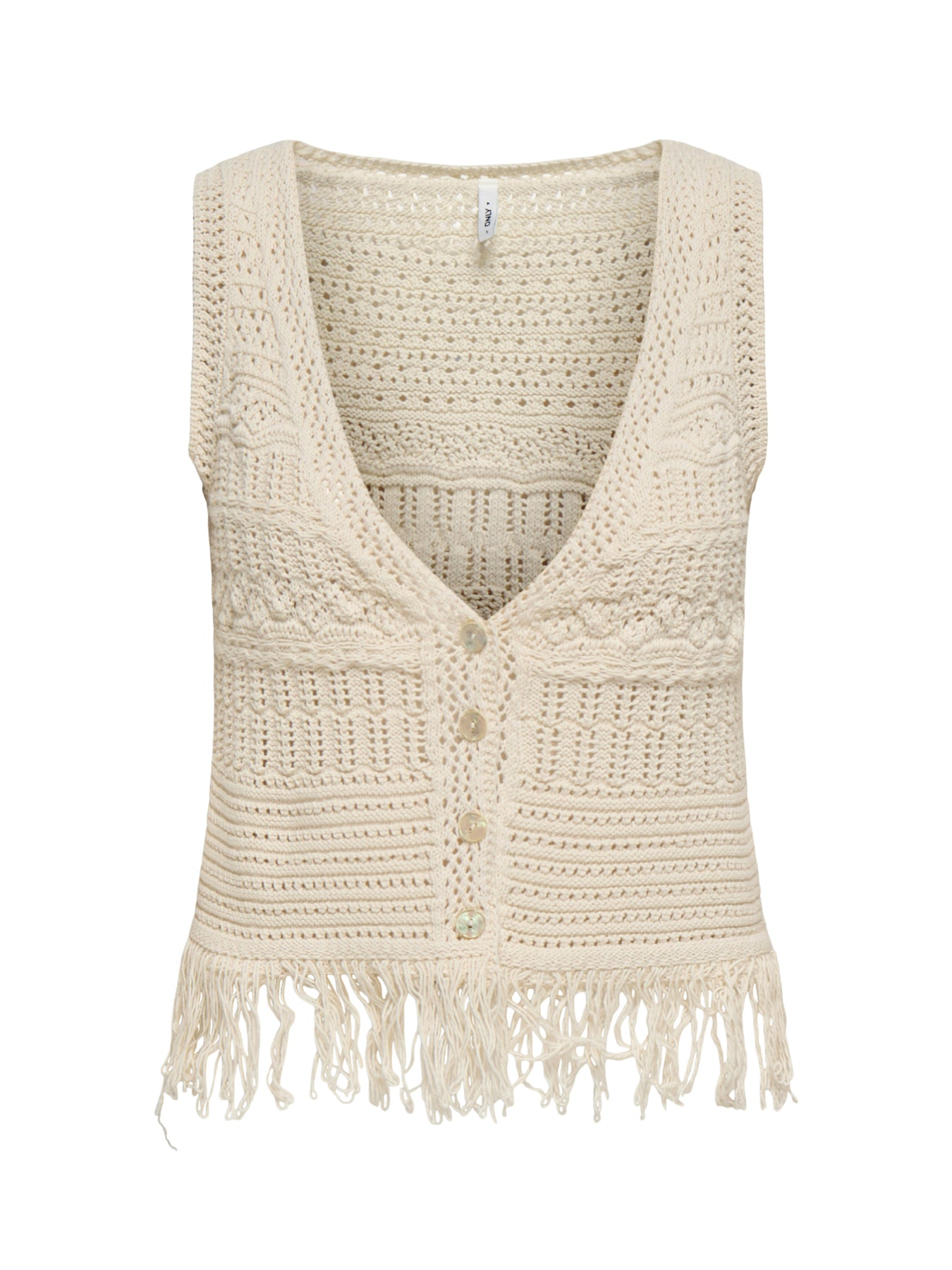 Alix Fringe Waistcoat Cream