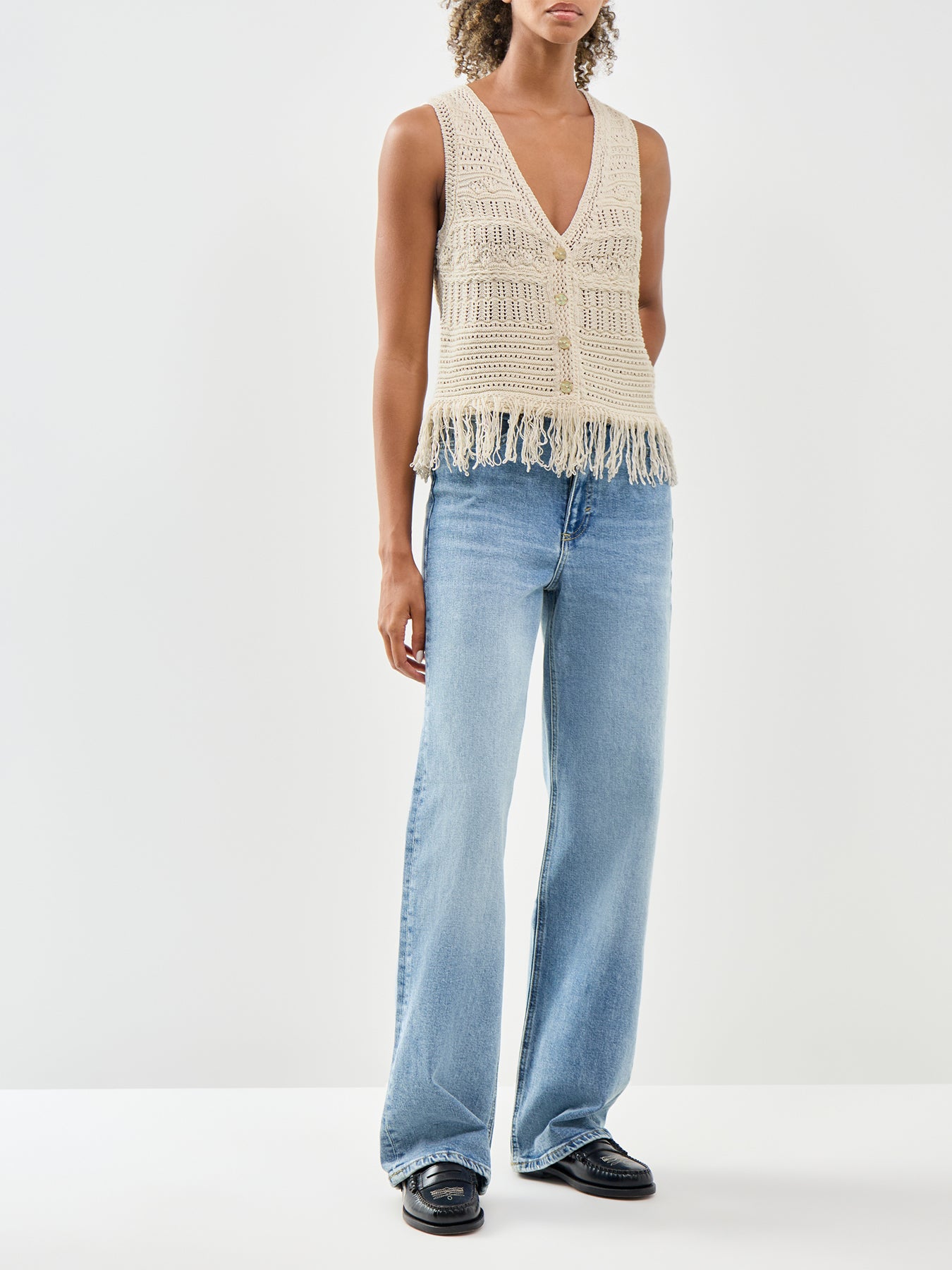 Alix Fringe Waistcoat Cream