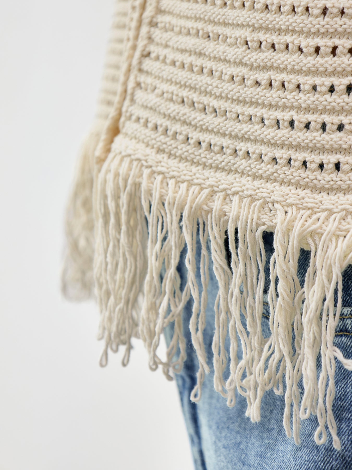 Alix Fringe Waistcoat Cream