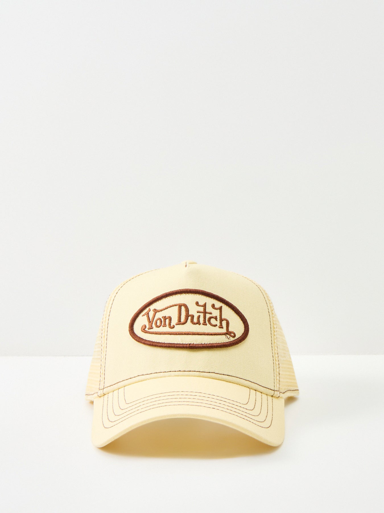 Solid Stitches Logo Trucker Cap Cream