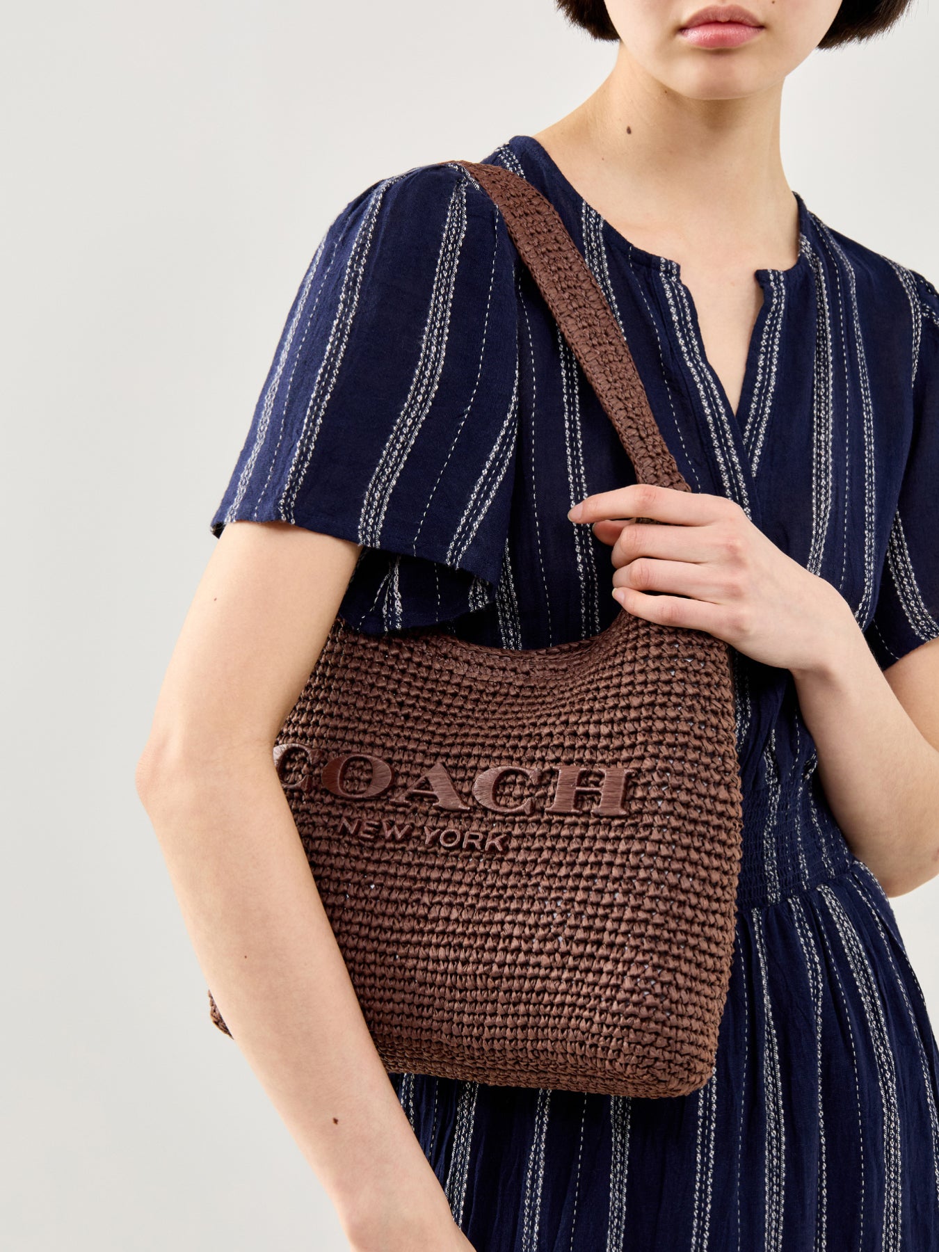 Brooklyn 28 Refined Weave Straw Shoulder Bag Maple