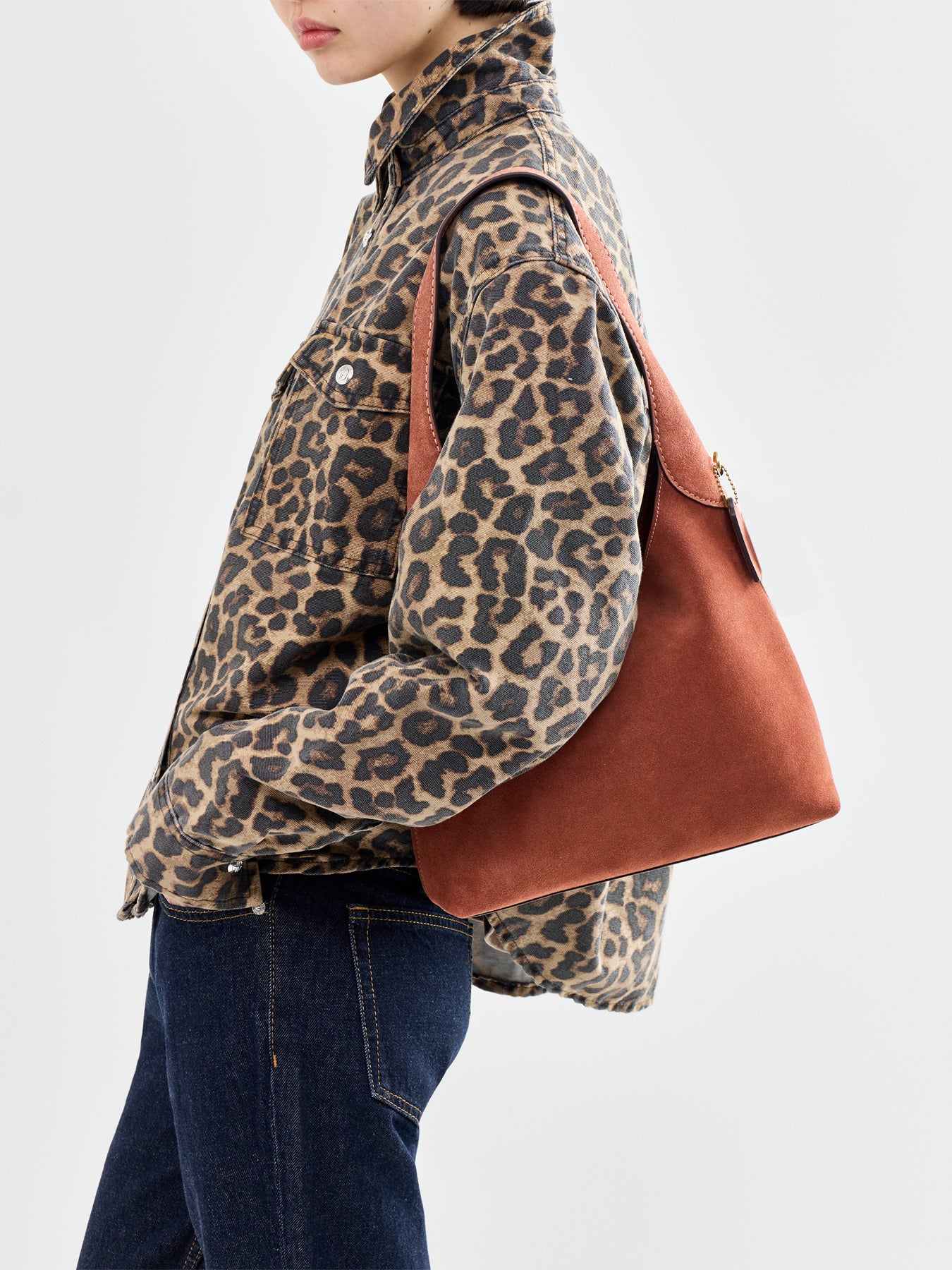 Suede Brooklyn Shoulder Bag 28 Tan