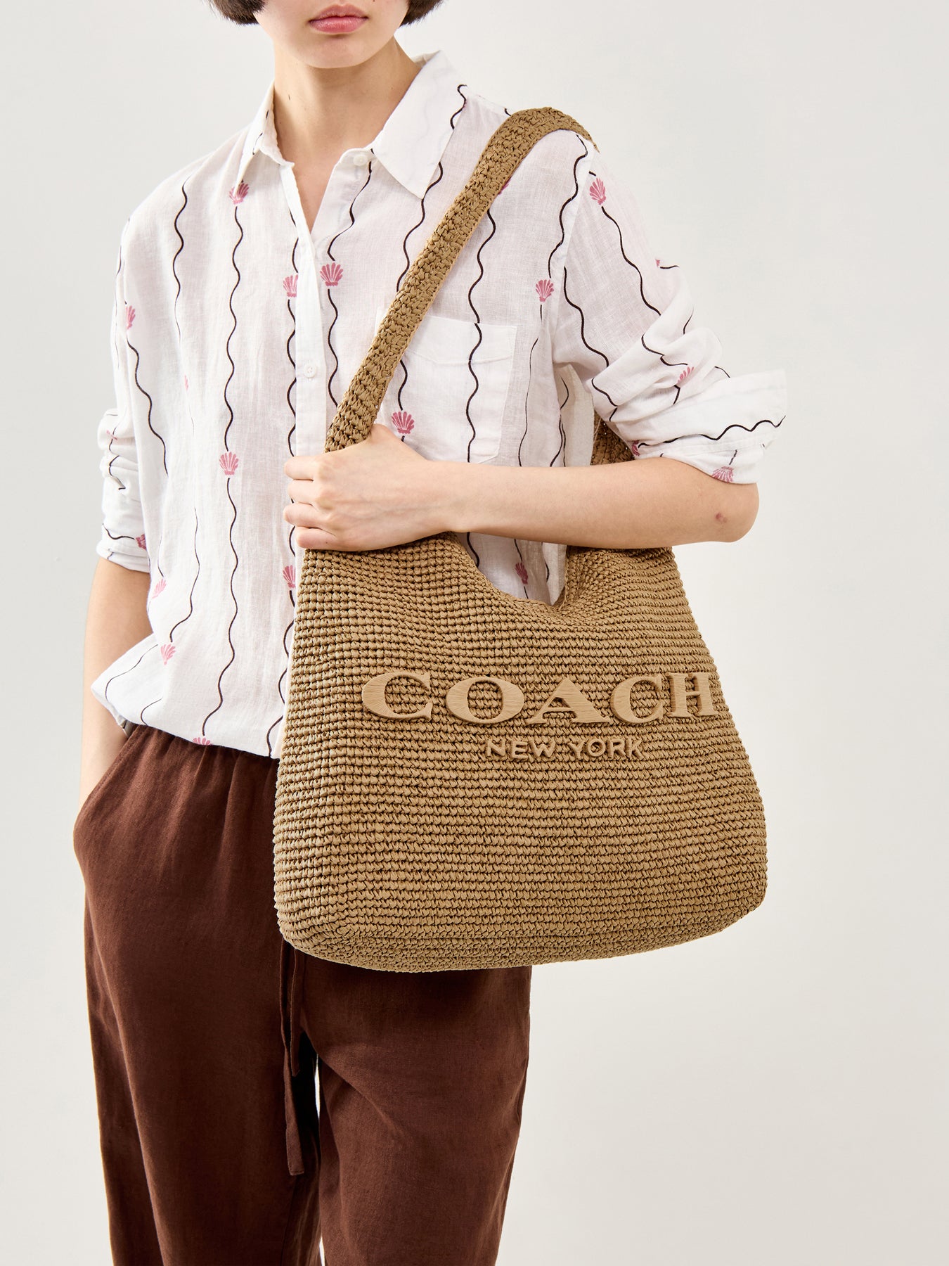 Brooklyn Straw Shoulder Bag Tan