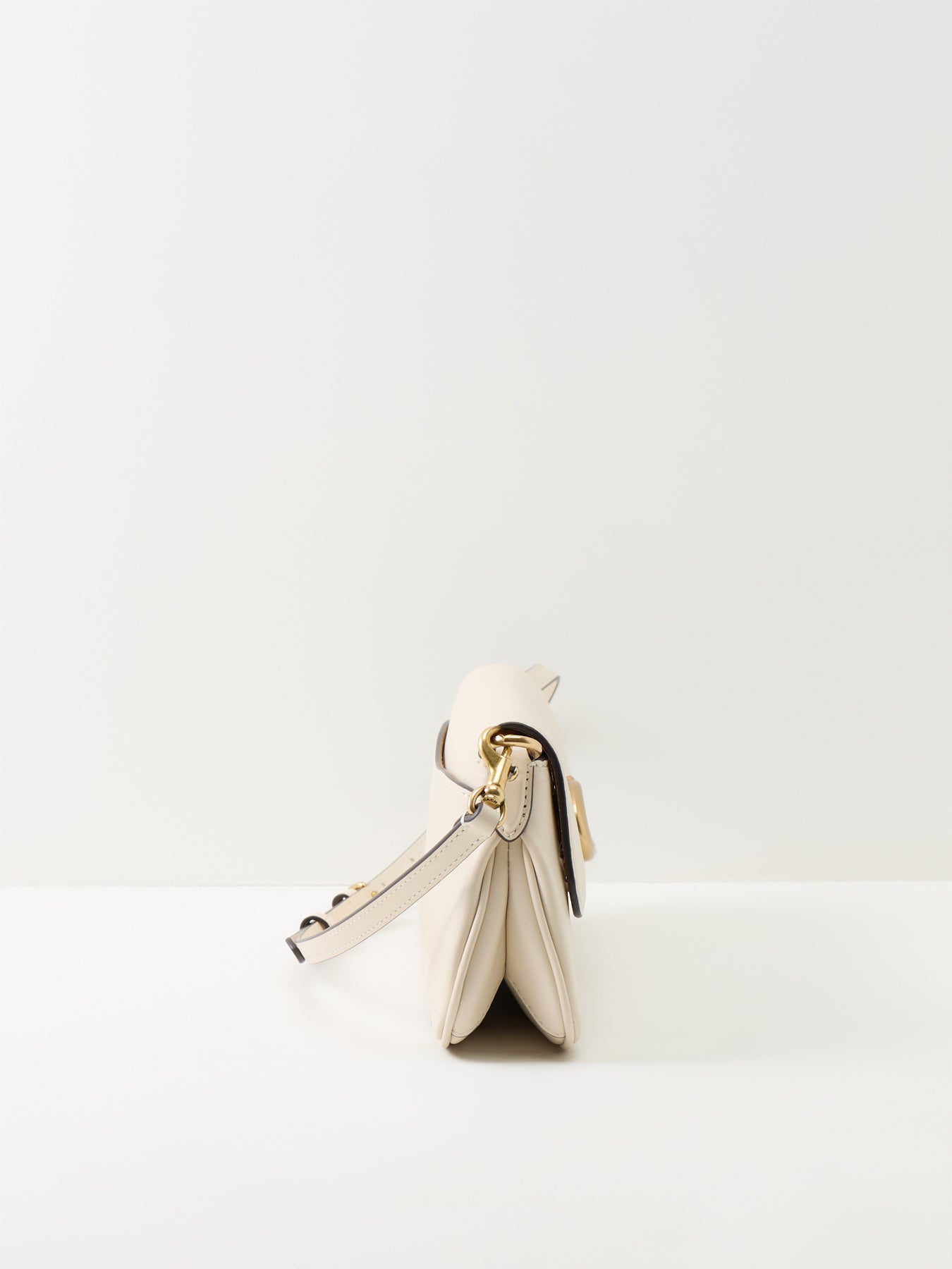 Refined Calf Leather Jet Shoulder Bag White