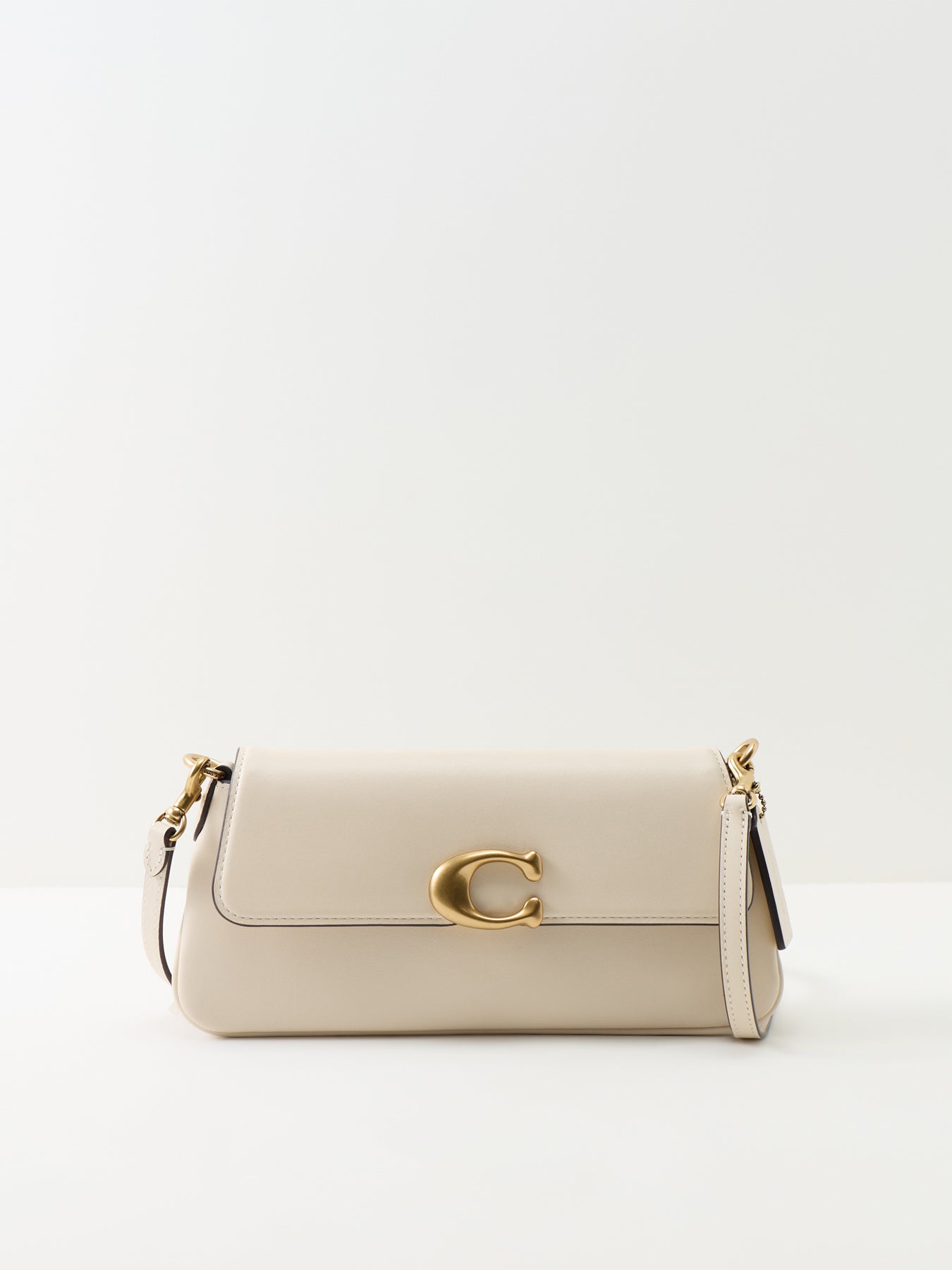 Refined Calf Leather Jet Shoulder Bag White