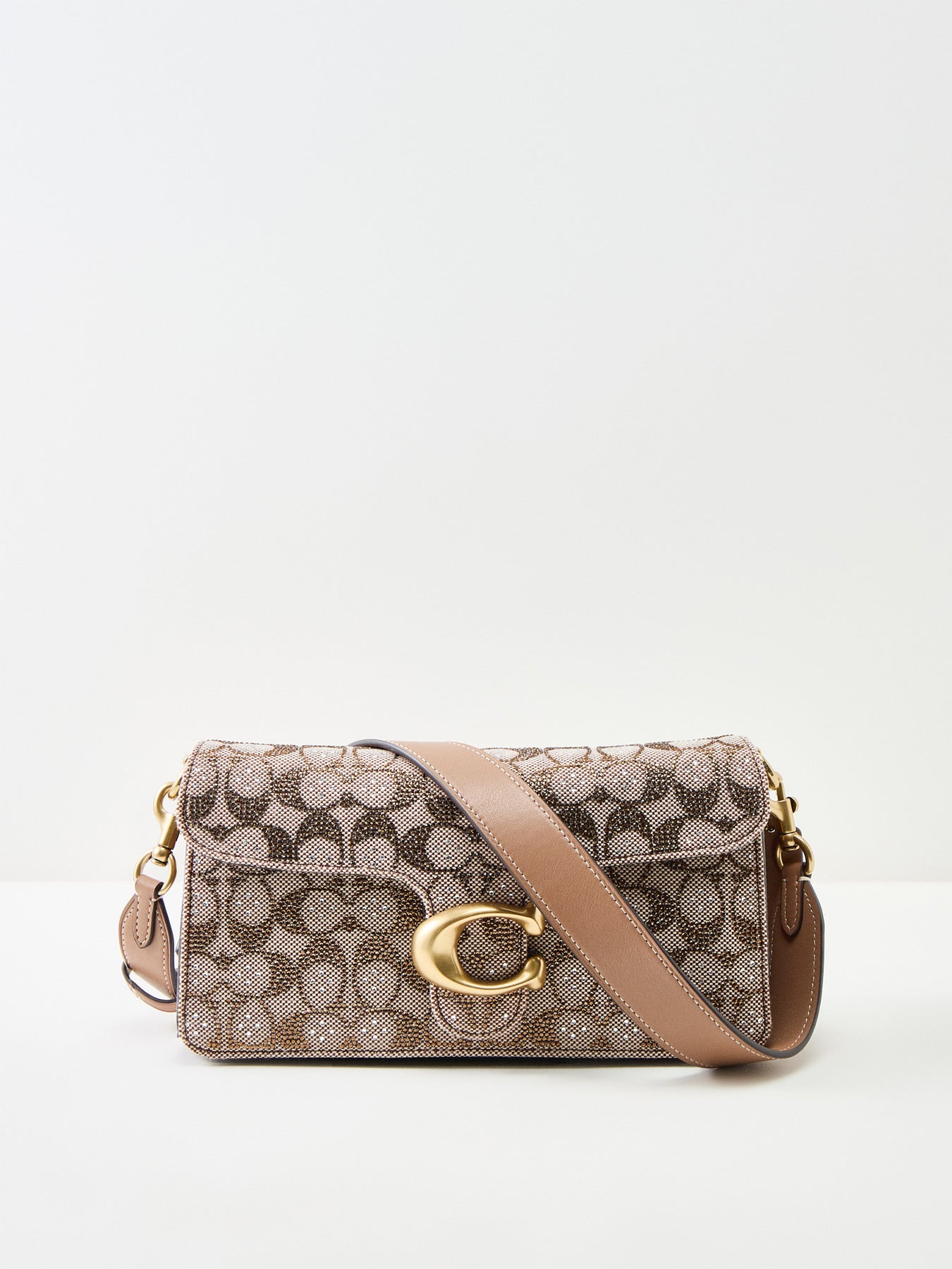 Crystal Signature Soft Tabby Shoulder Bag 26 Brown