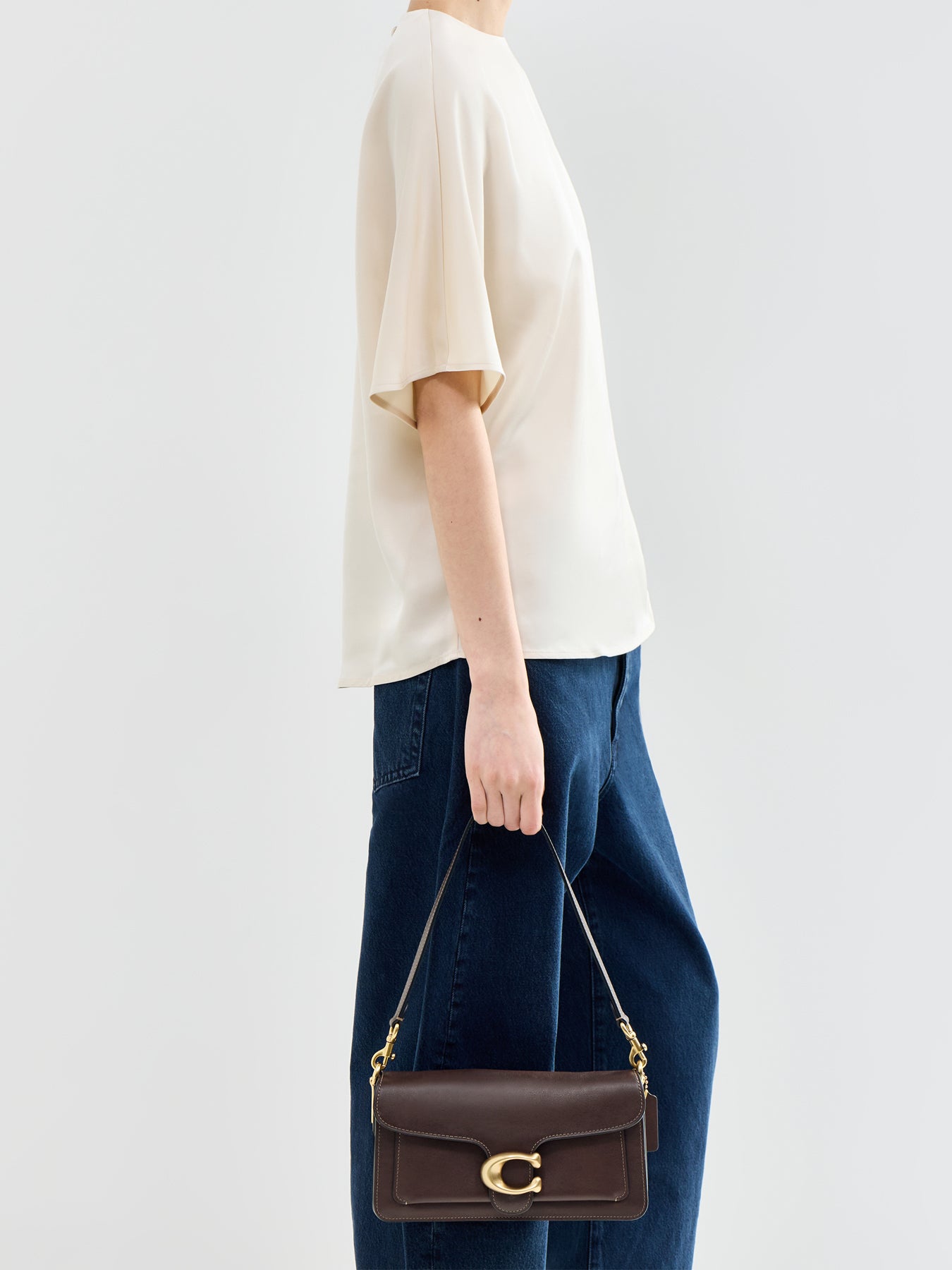 Tabby Soft Grain Leather Shoulder Bag 26 Brown