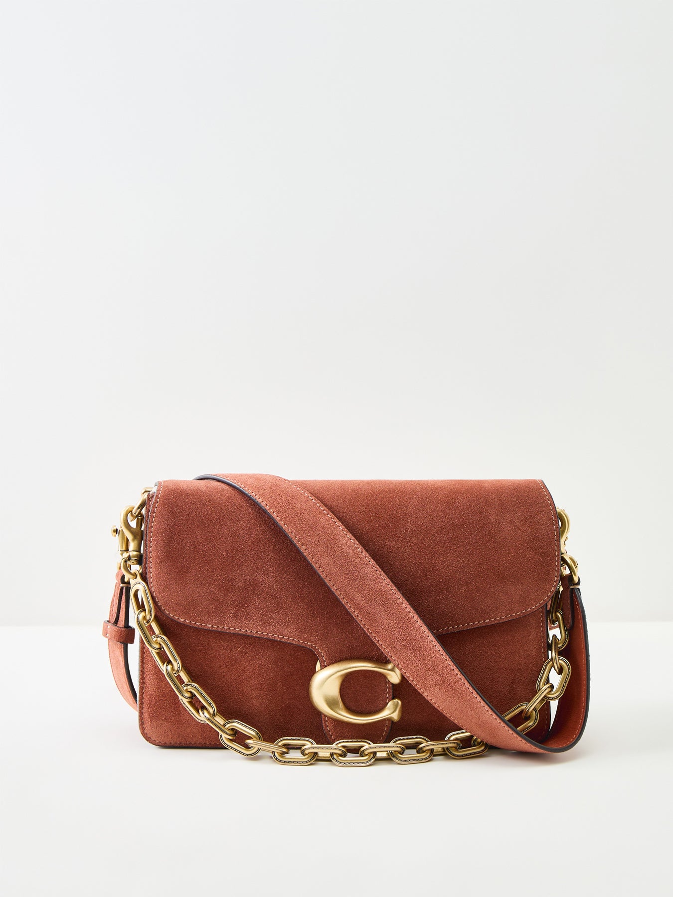 Chain Tabby Suede Shoulder Bag Clay
