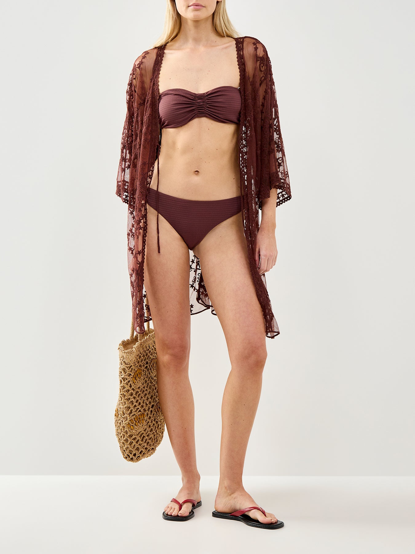 Kaya Seersucker Bikini Brief Brown