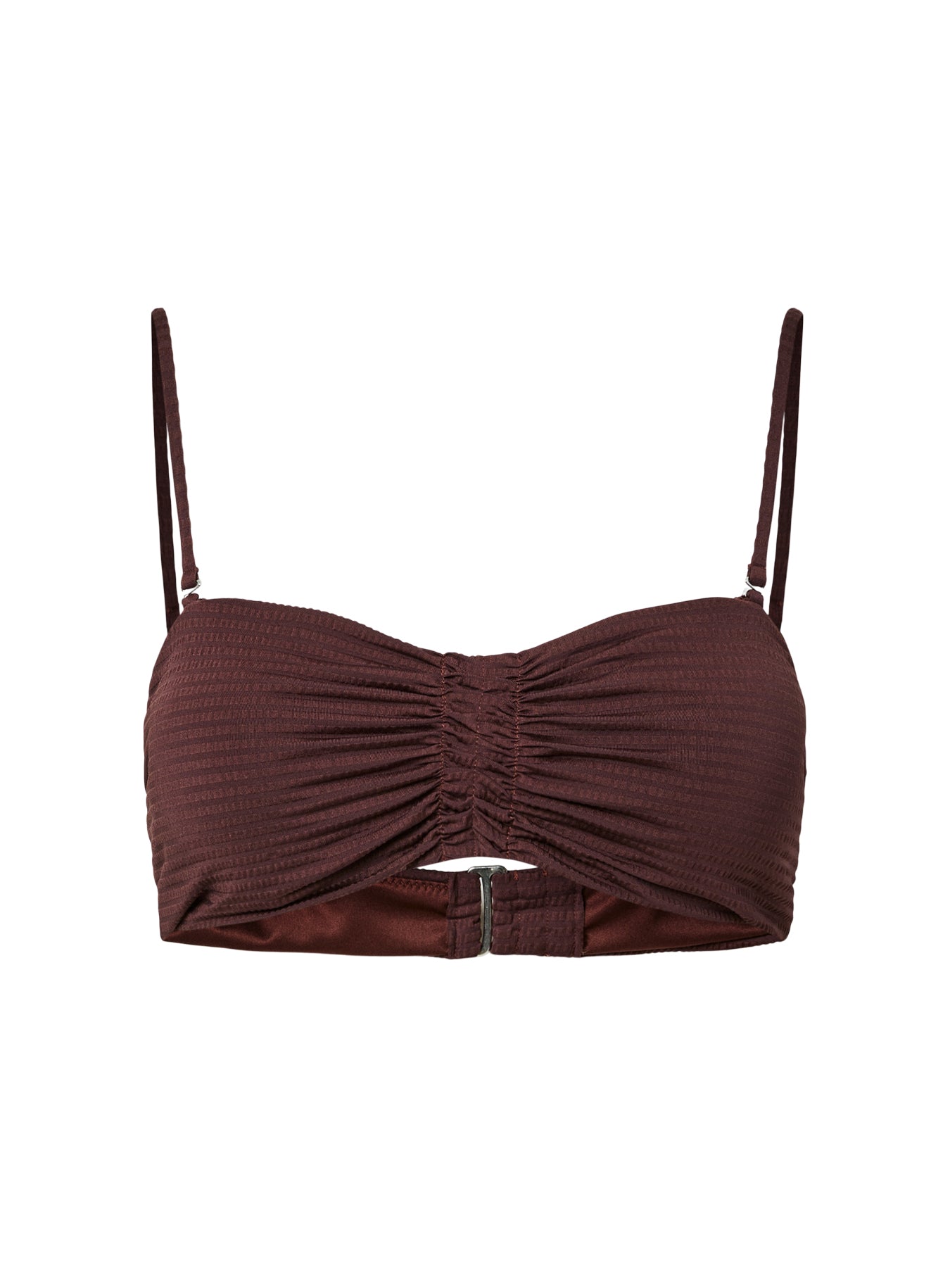 Kaya Seersucker Bikini Top Brown
