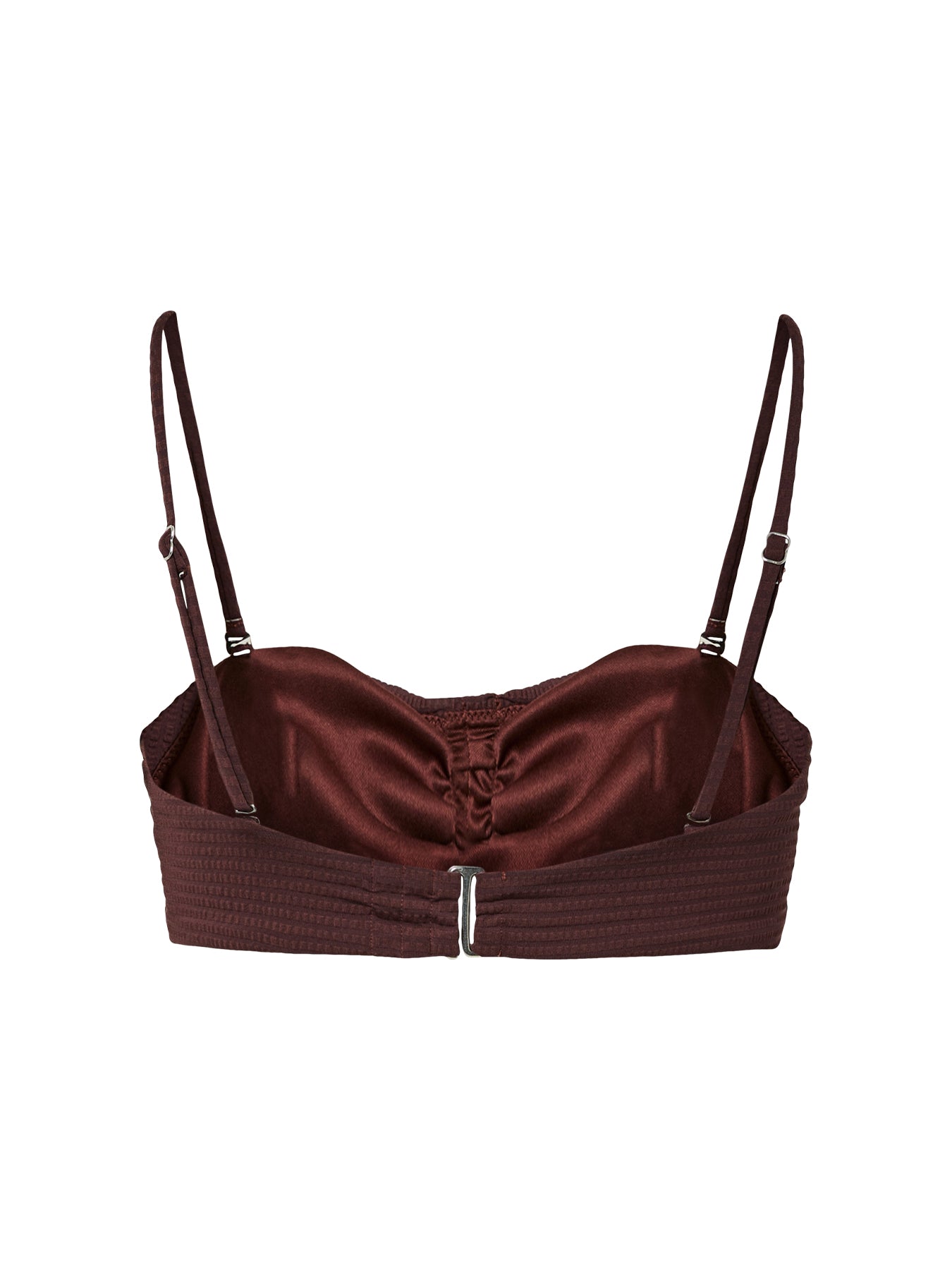 Kaya Seersucker Bikini Top Brown