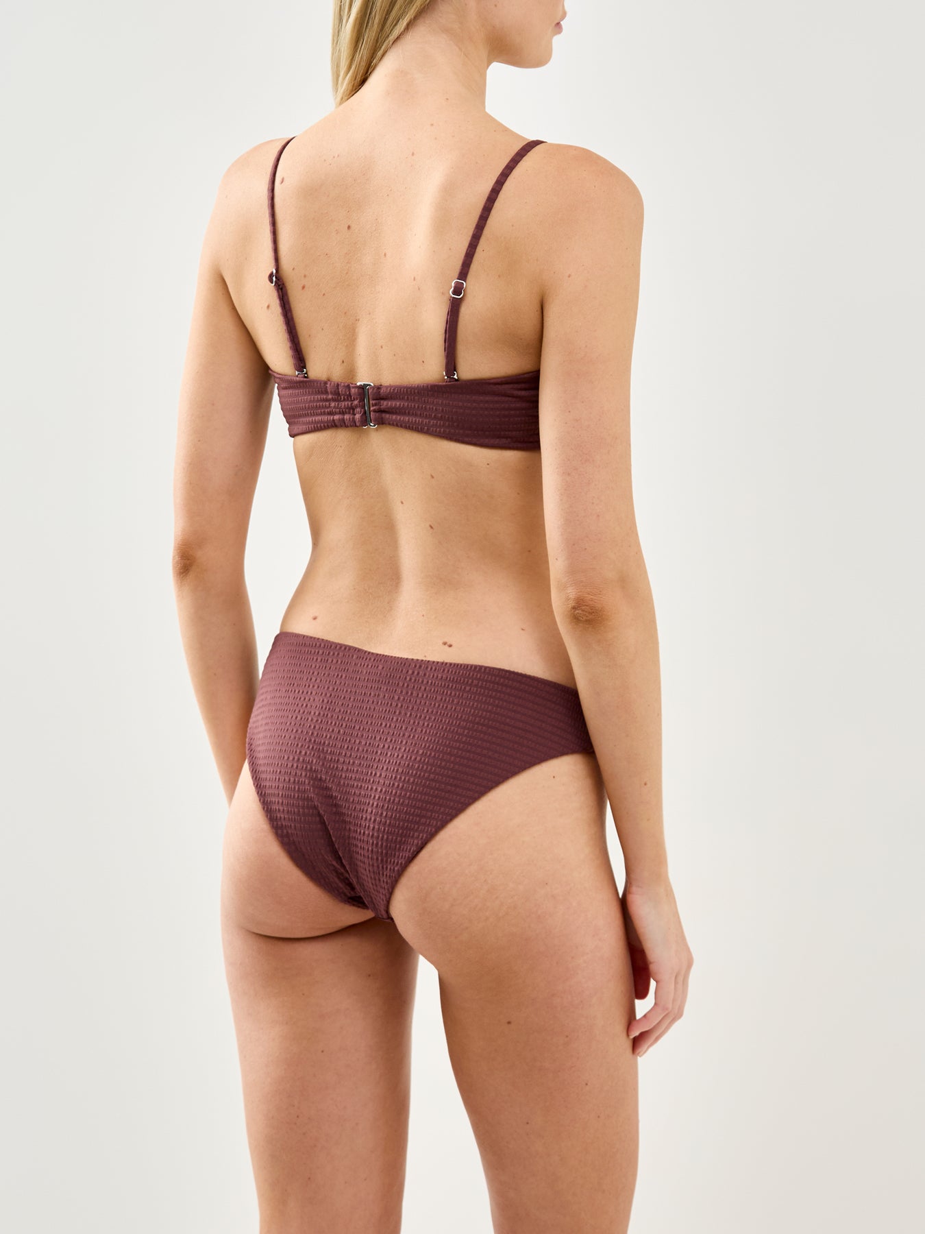 Kaya Seersucker Bikini Top Brown