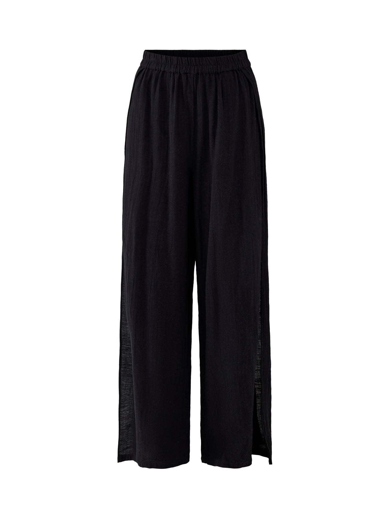 Agnes High Slit Beach Trousers Black