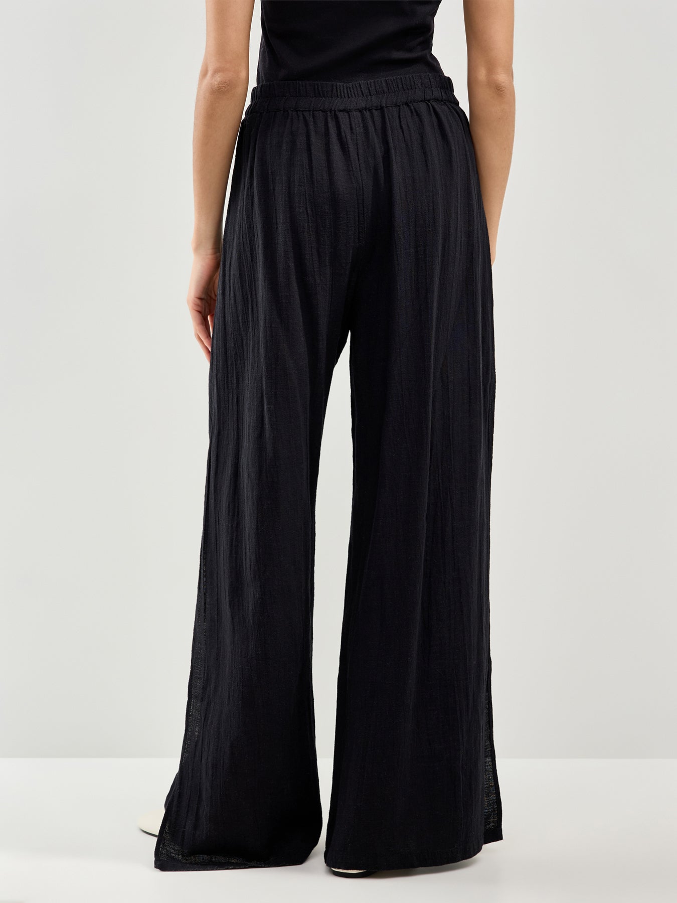 Agnes High Slit Beach Trousers Black