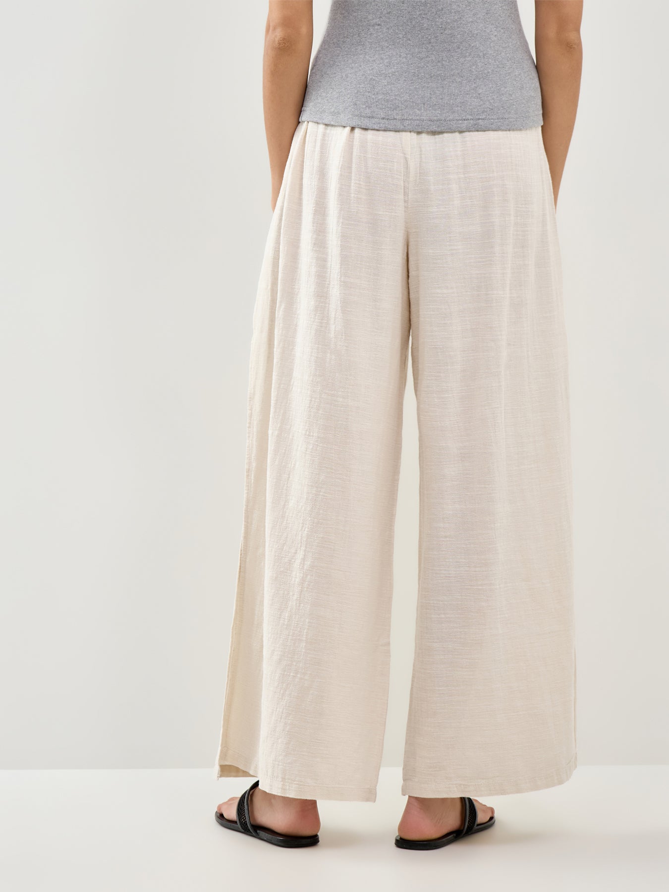 Agnes High Slit Beach Trousers Beige