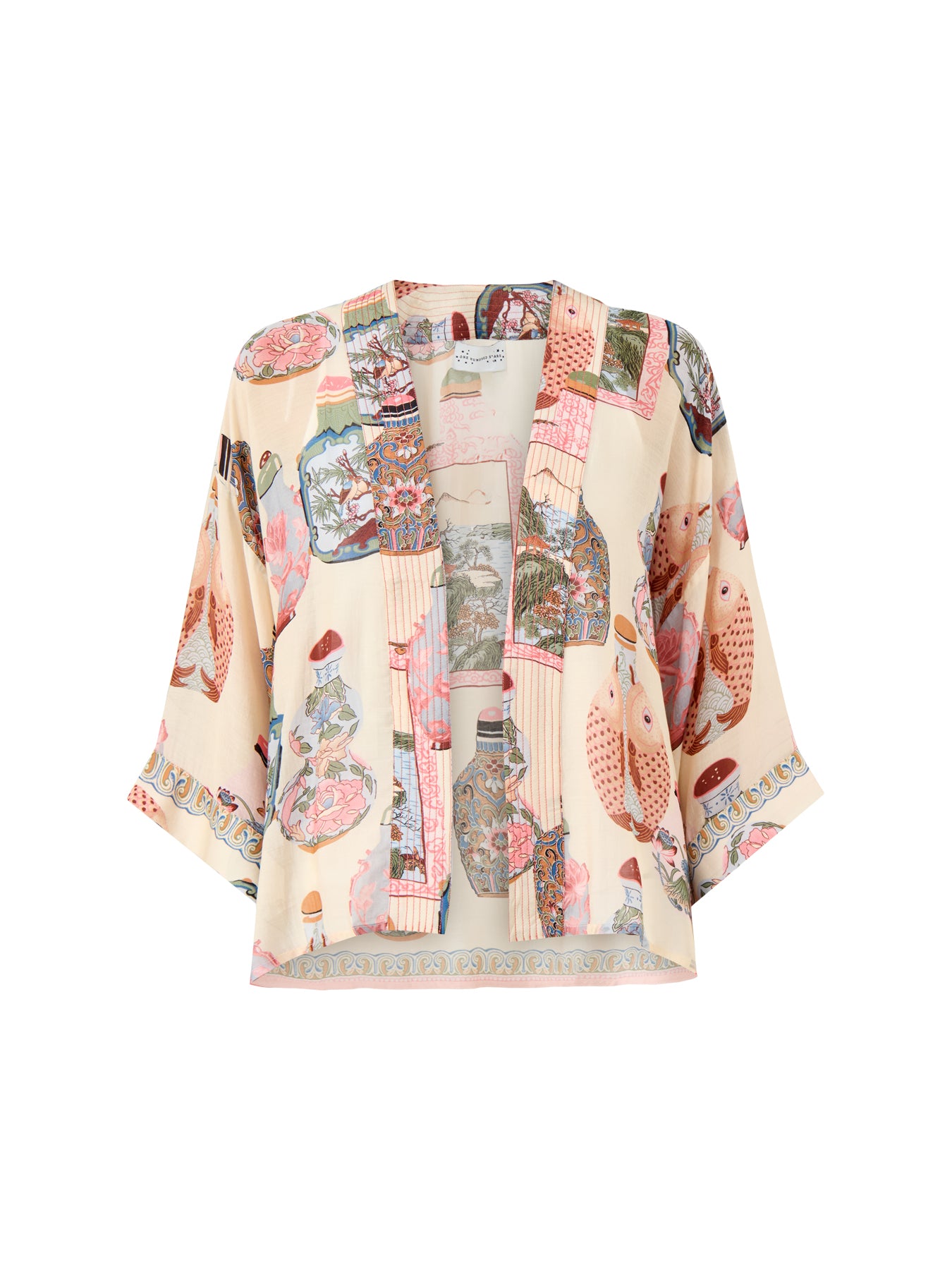 Perfume Bottles Blush Short Kimono Pink