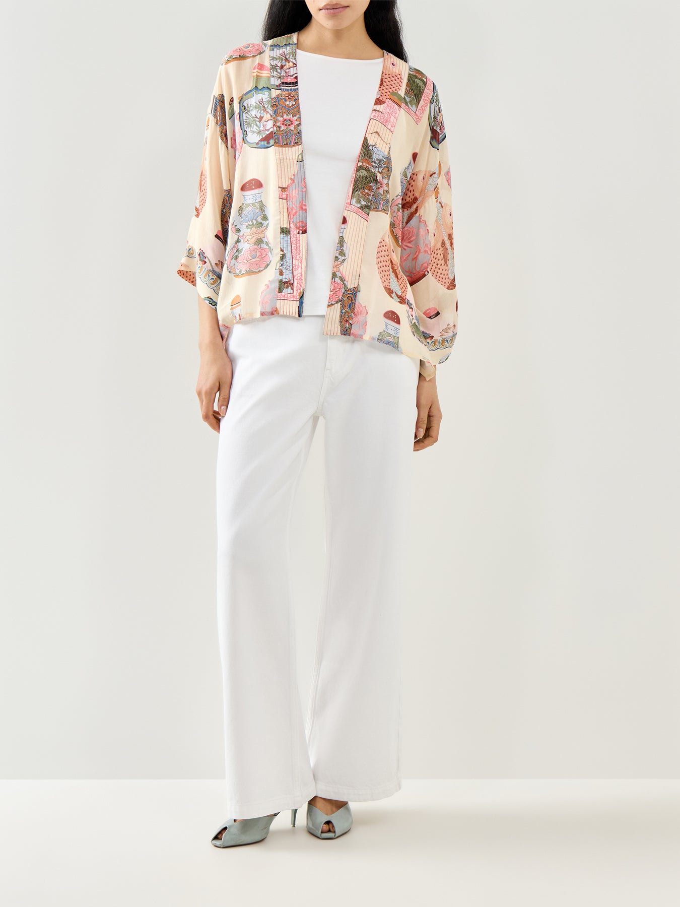Perfume Bottles Blush Short Kimono Pink