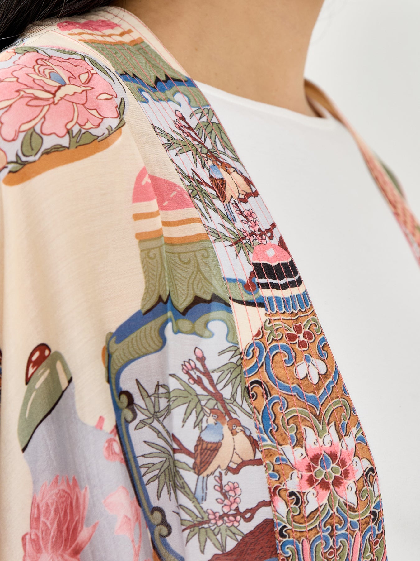 Perfume Bottles Blush Short Kimono Pink